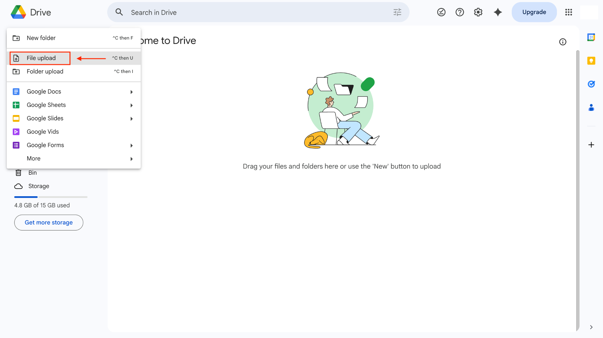 desktop google drive file upload