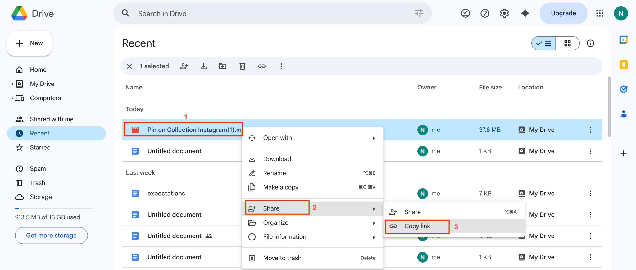 desktop google drive get link