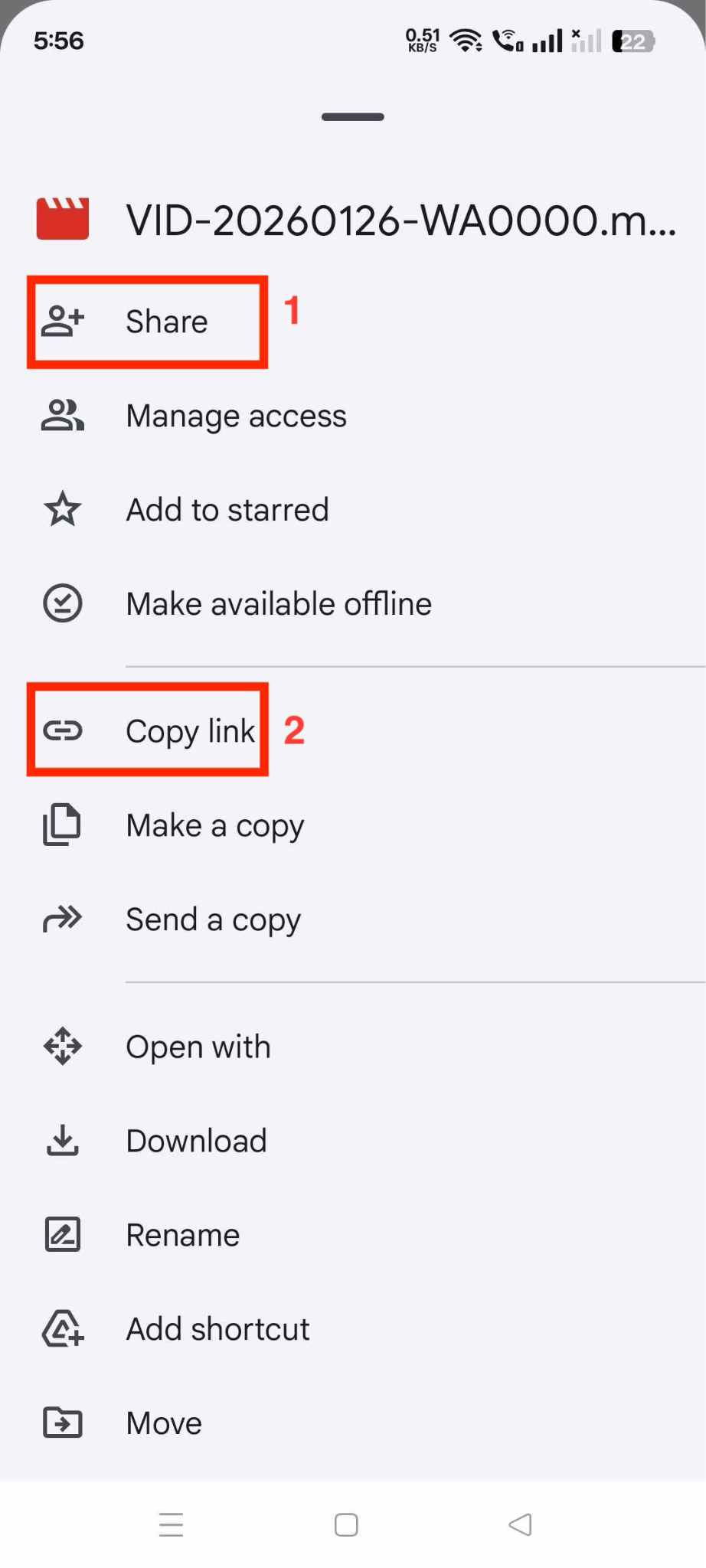 mobile google drive copy link