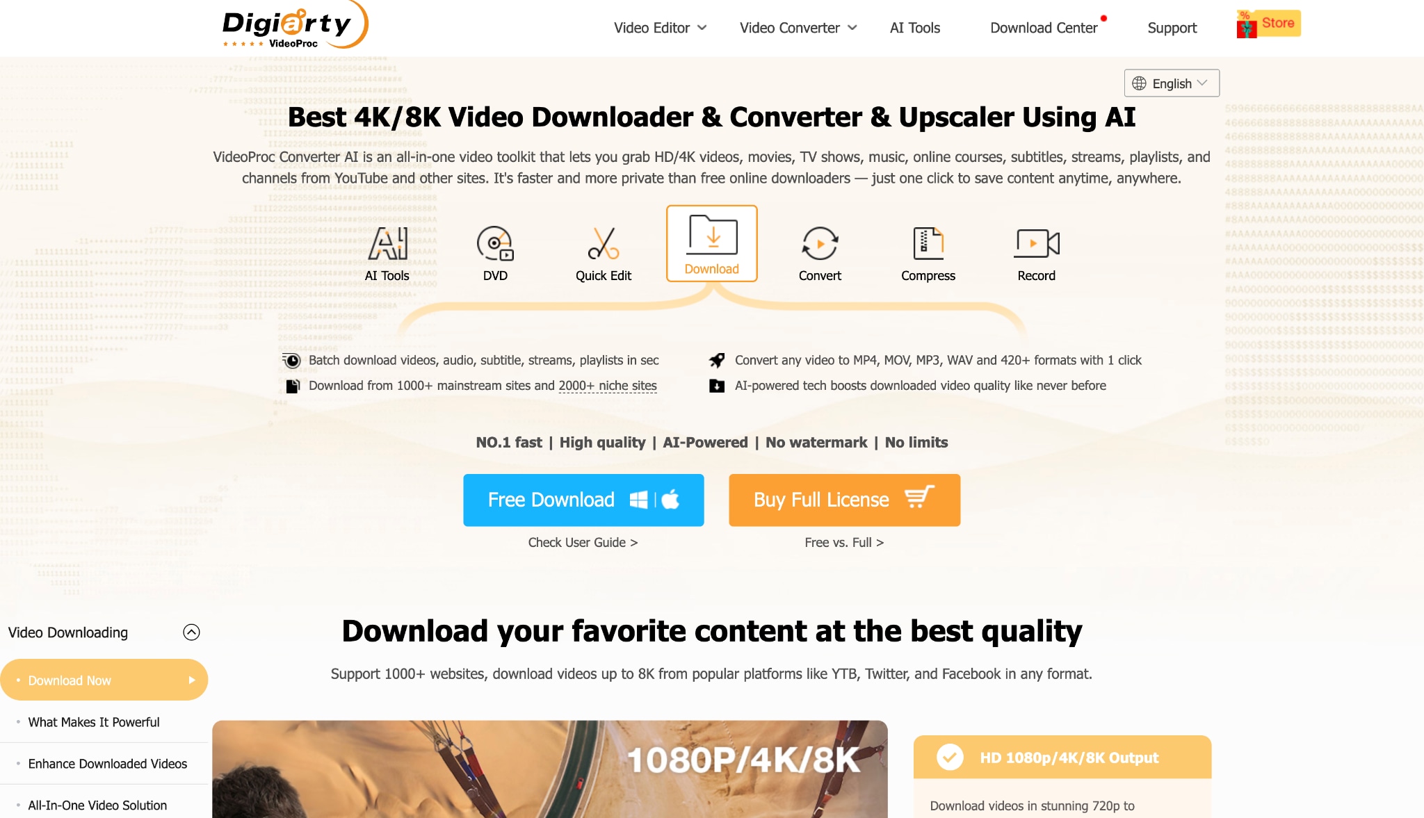 videoproc downloader & converter homepage