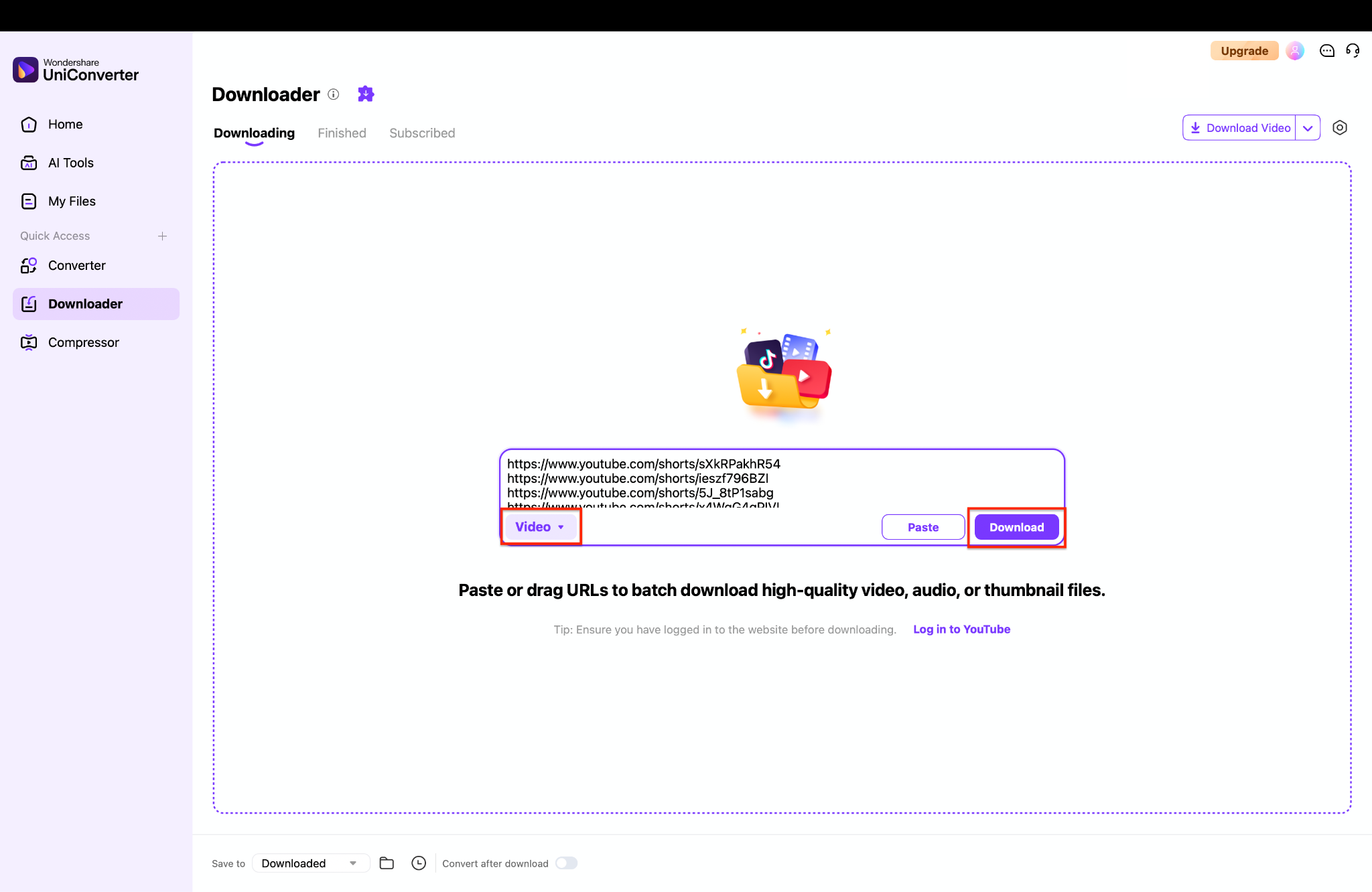 paste the links and hit the download button