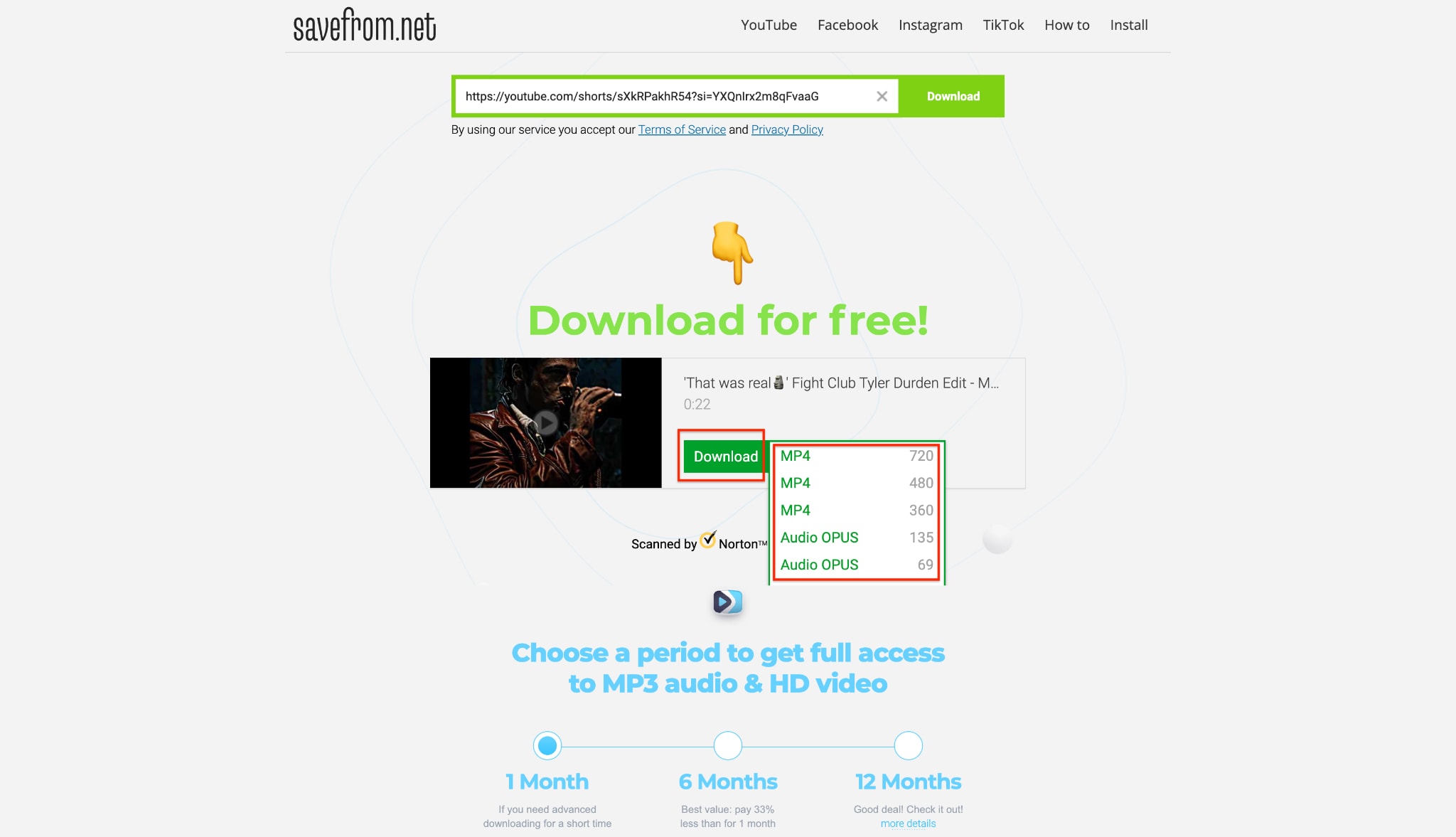 choose the resolution and hit the download button