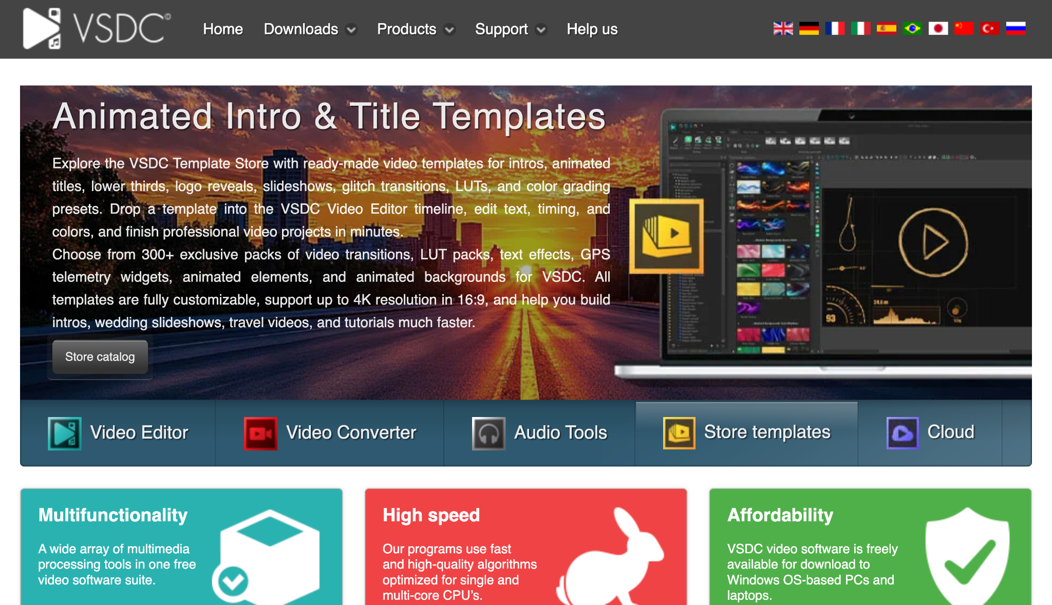 vsdc free video editor homepage