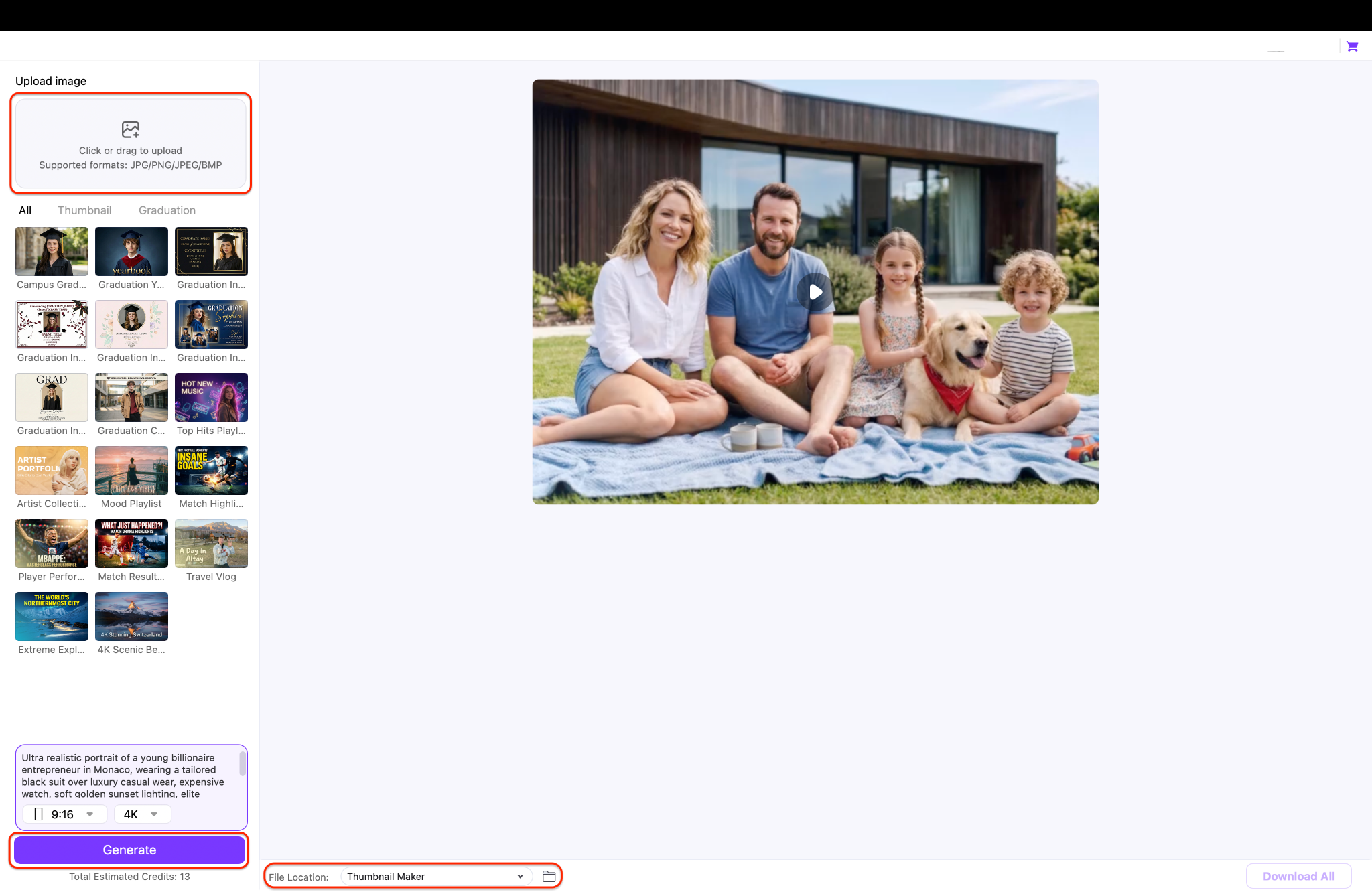 generate the image and save to designated location