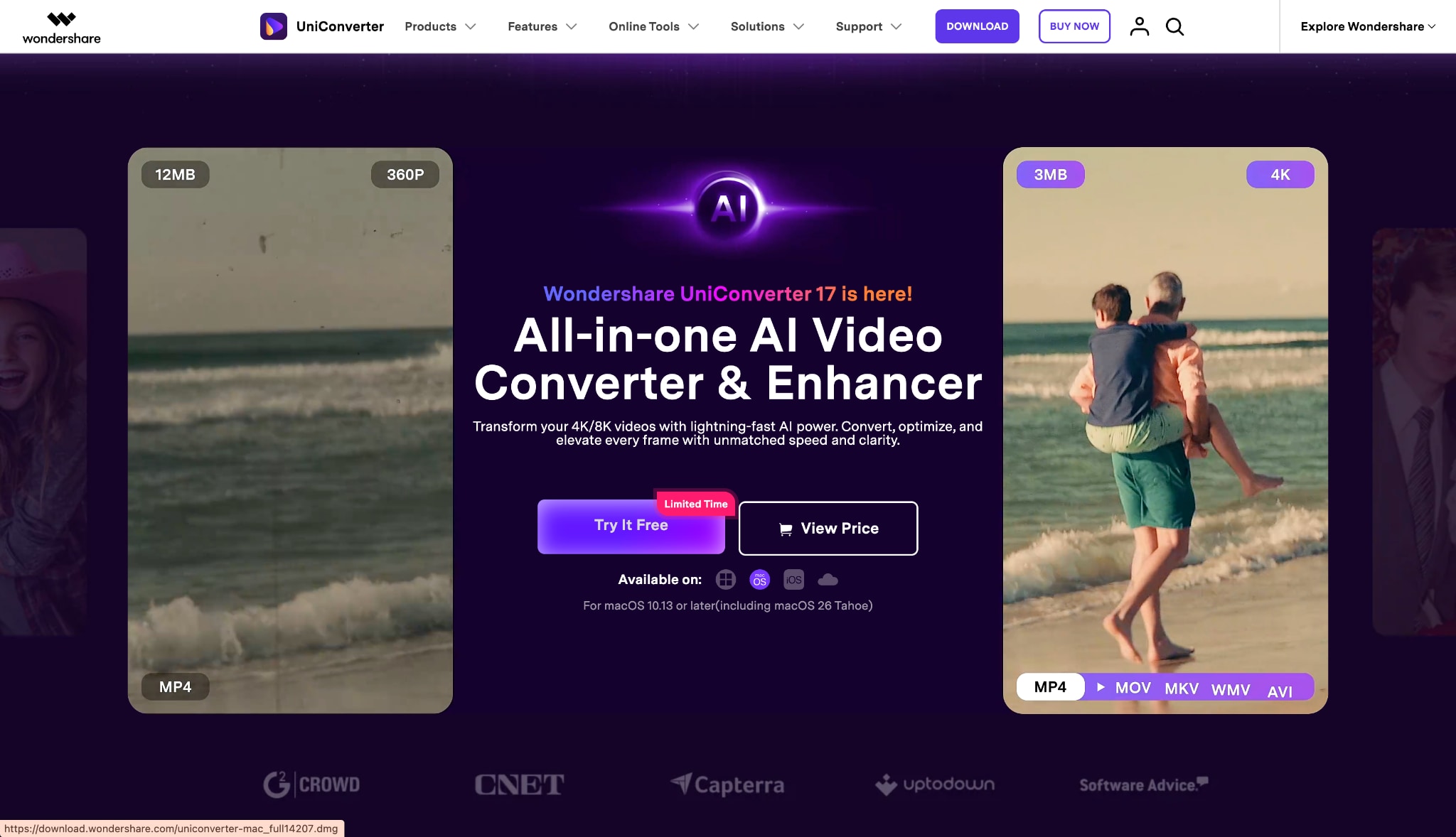 wondershare uniconverter homepage