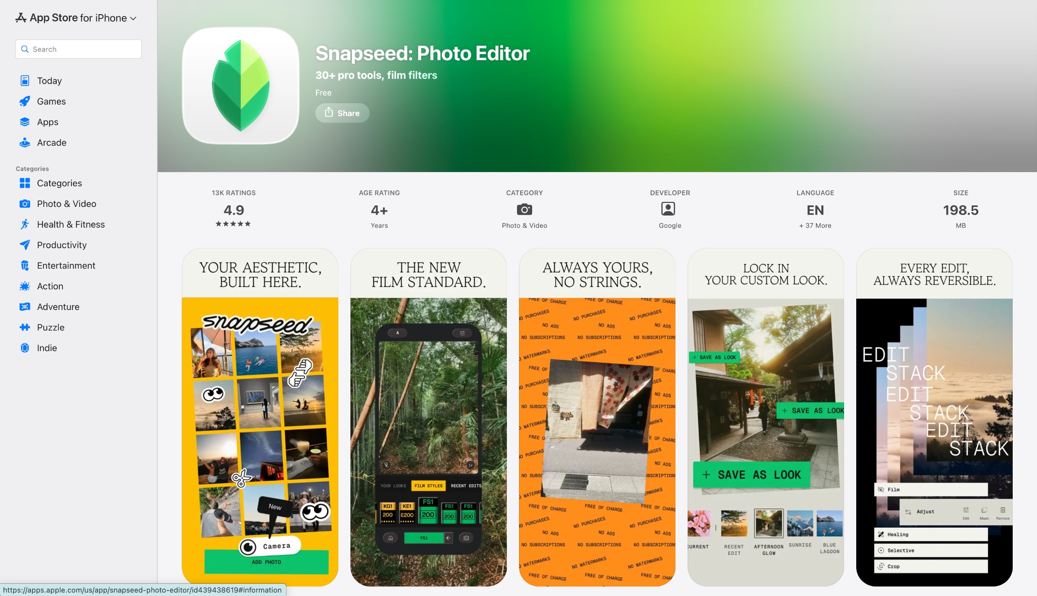 snapseed homepage