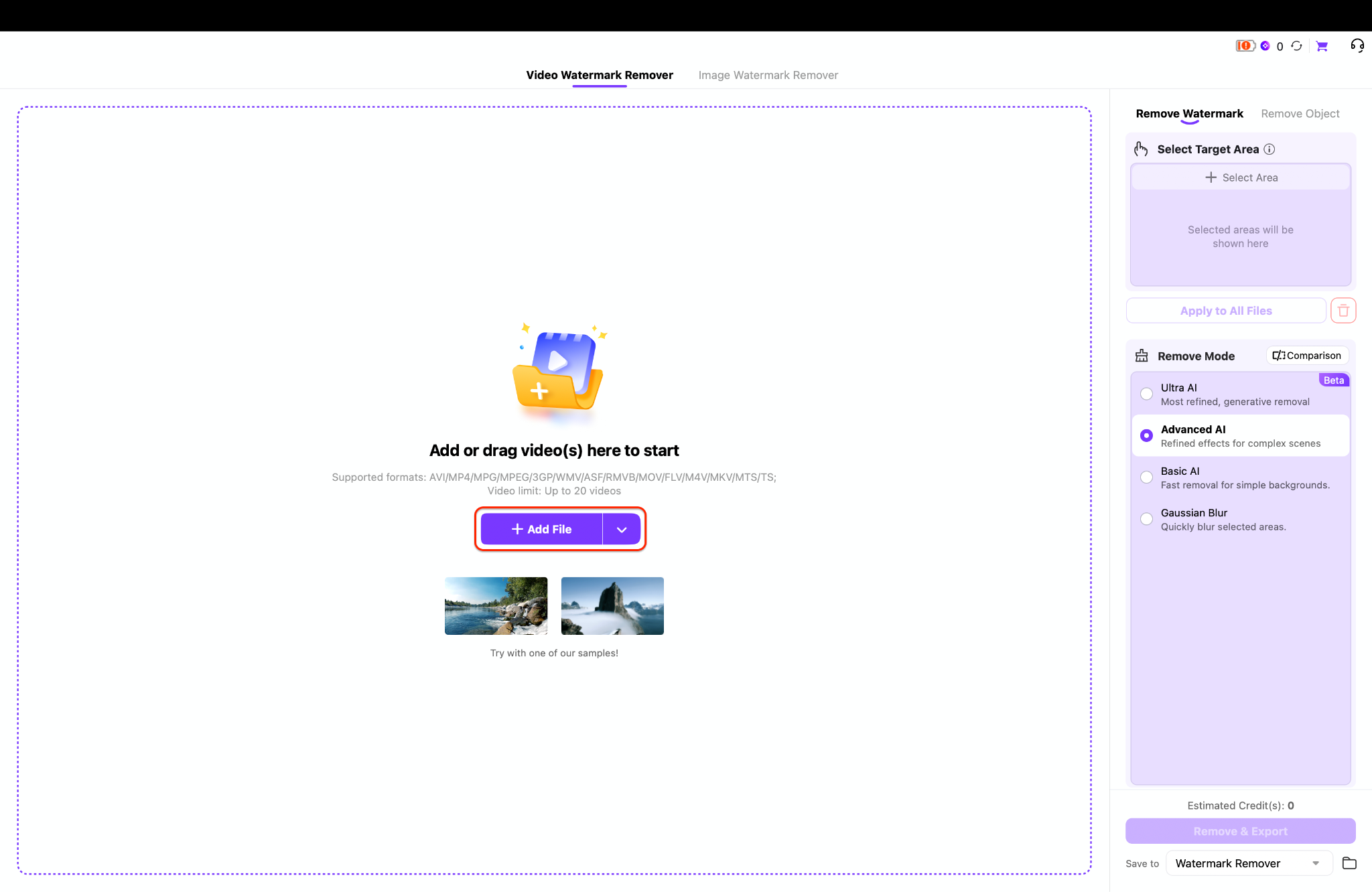 click add files to import the videos