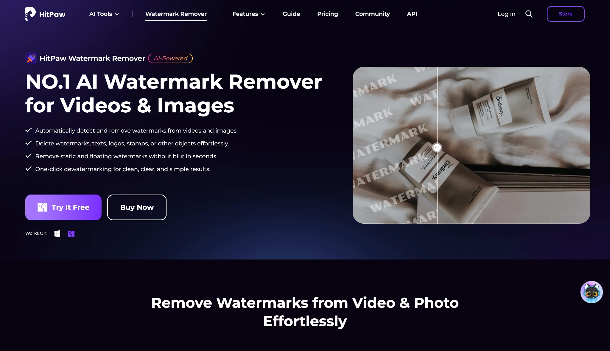 hitpaw watermark remover homepage