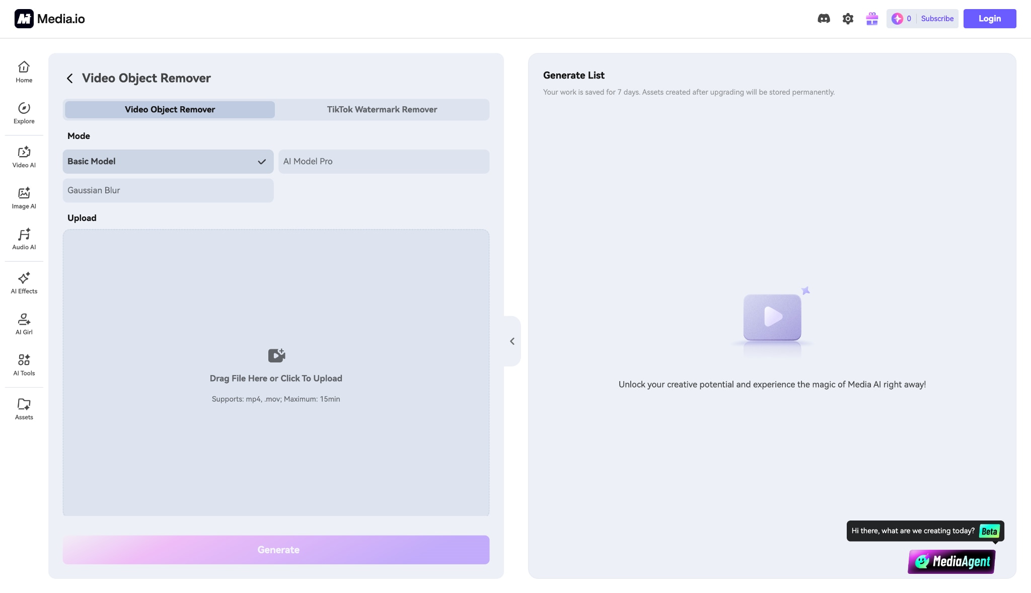 media.io watermark remover homepage