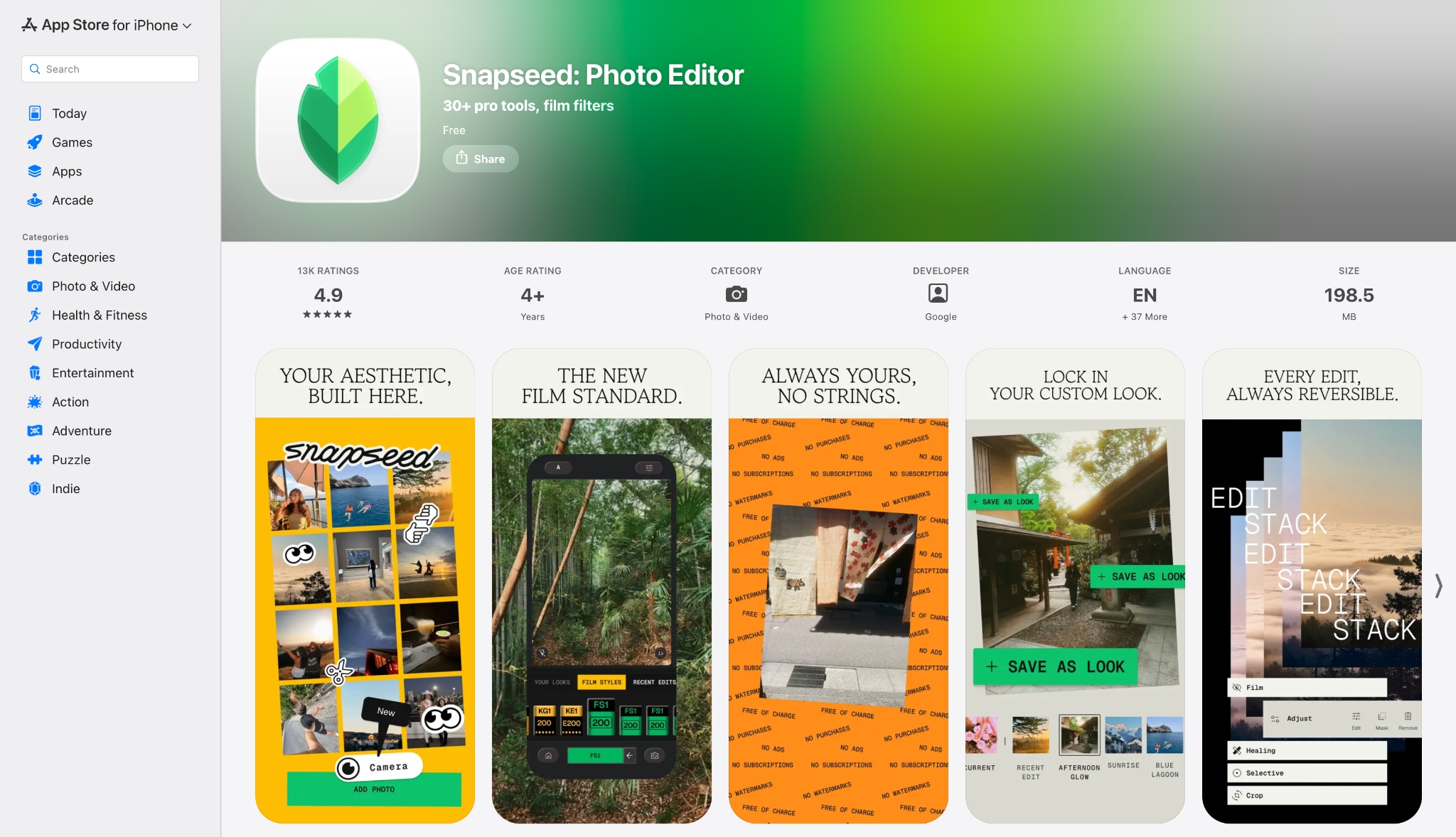 snapseed homepage