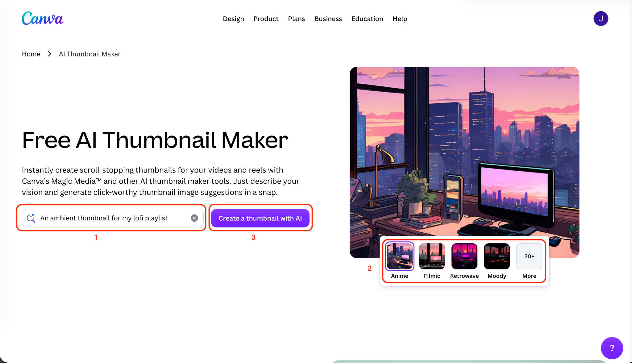 canva thumbnail with ai