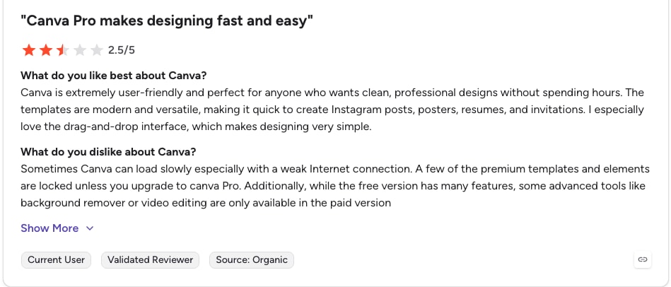 canva g2 negative review