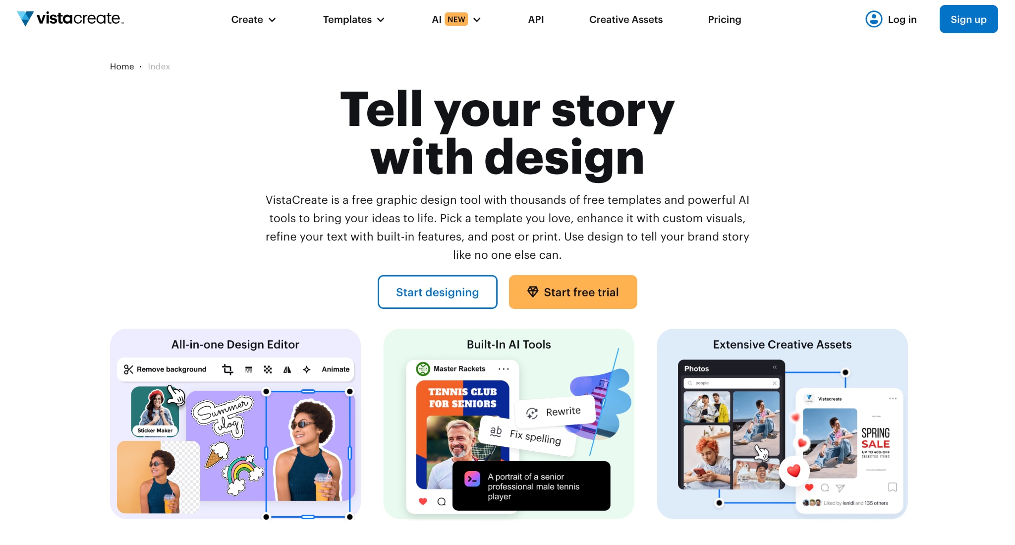 vistacreate homepage