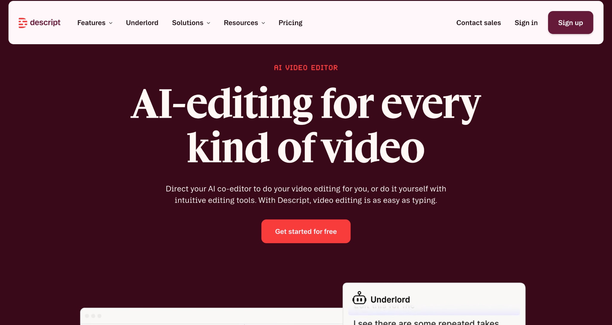 descript homepage