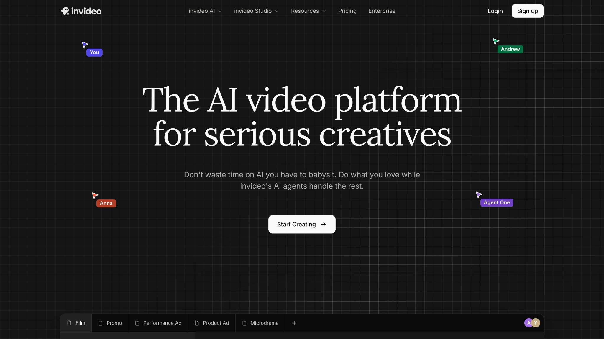 invideo homepage