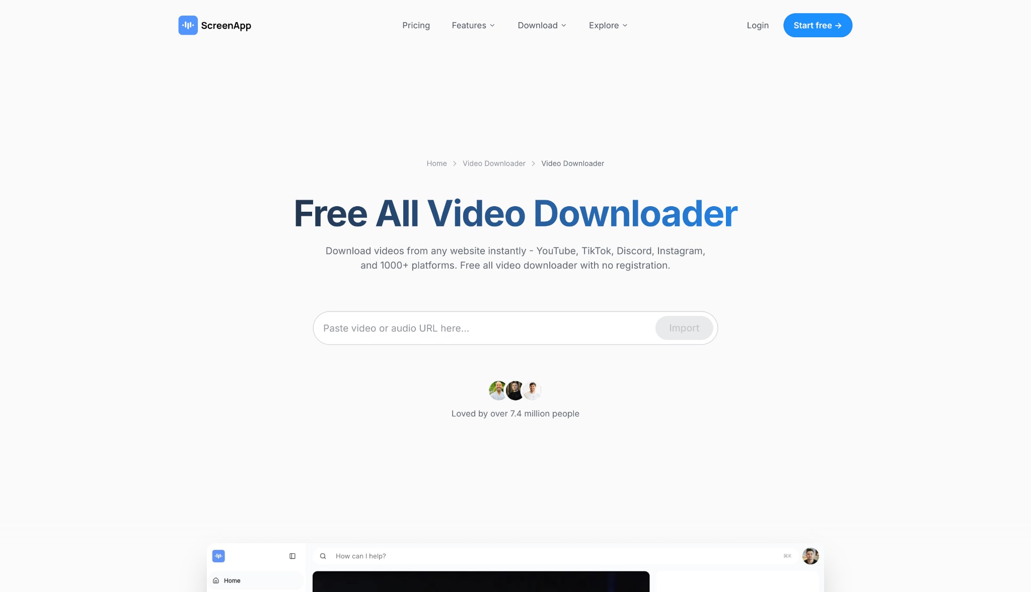 screenapp homepage