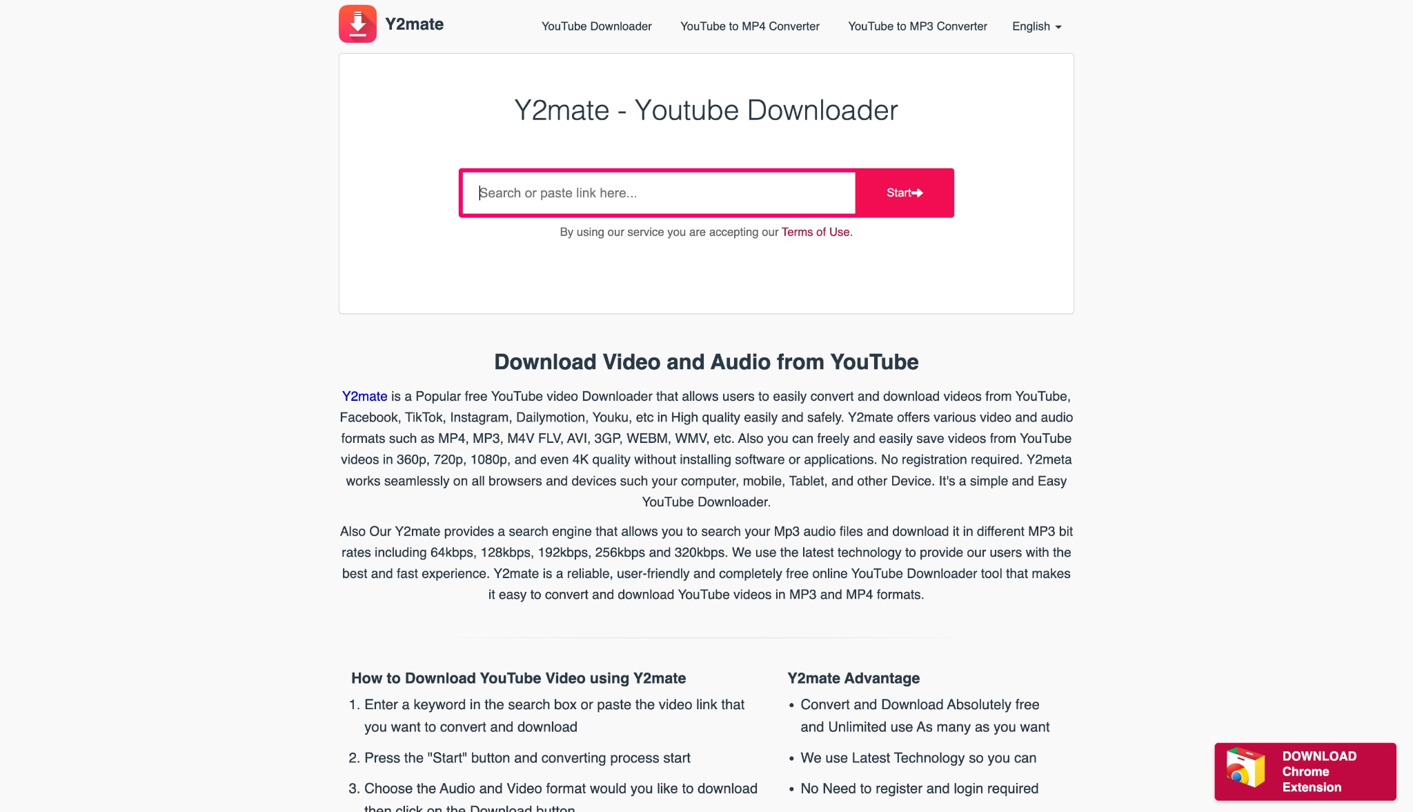 y2mate homepage