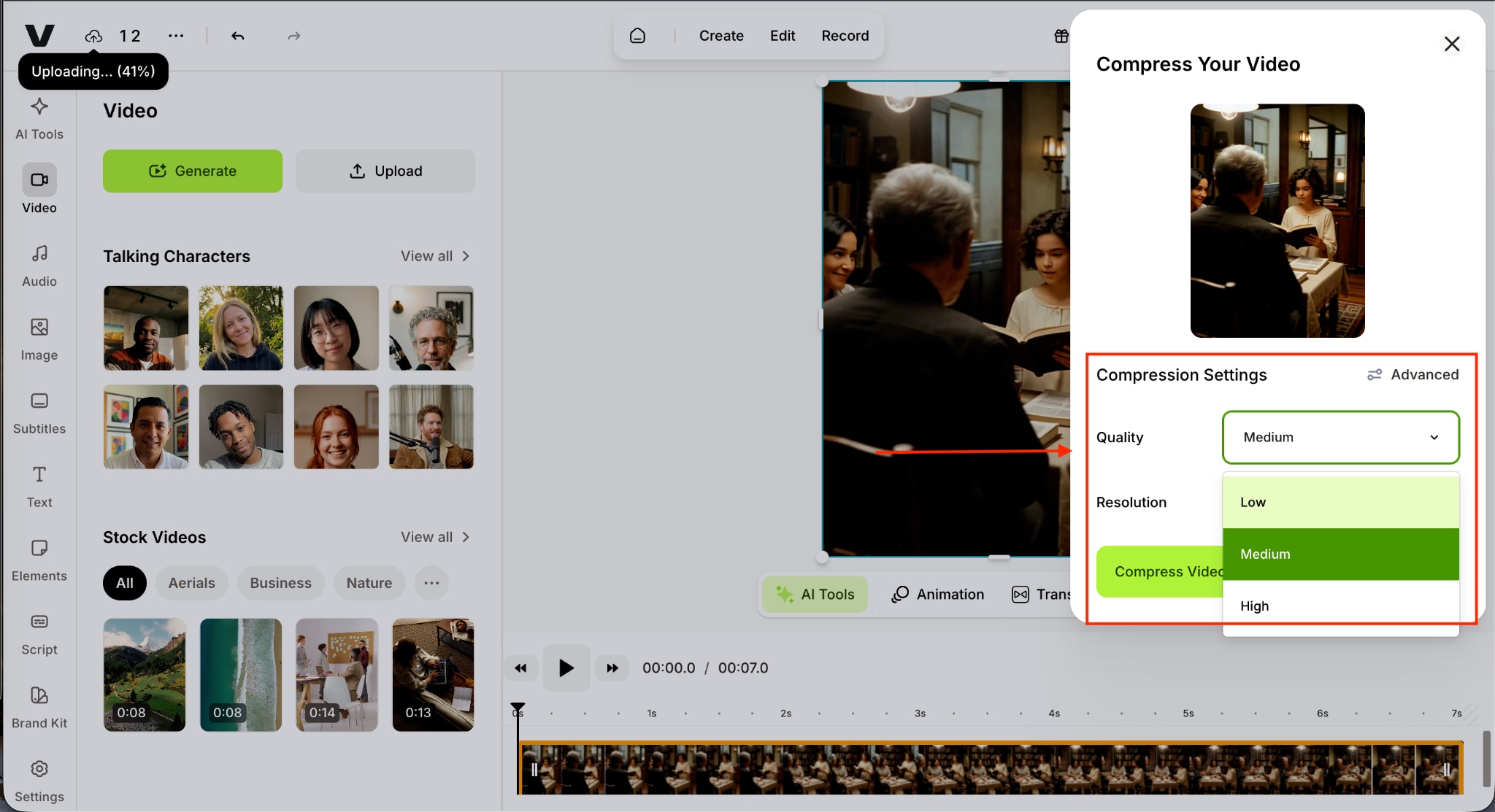 veed compression settings