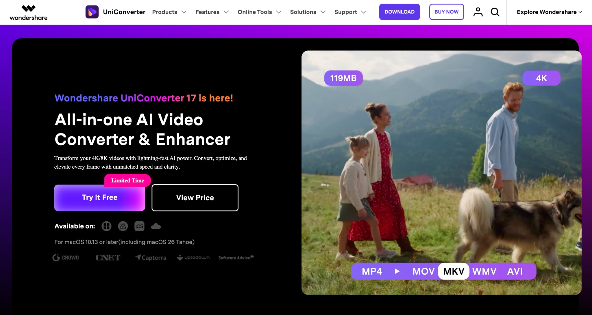 wondershare uniconverter homepage