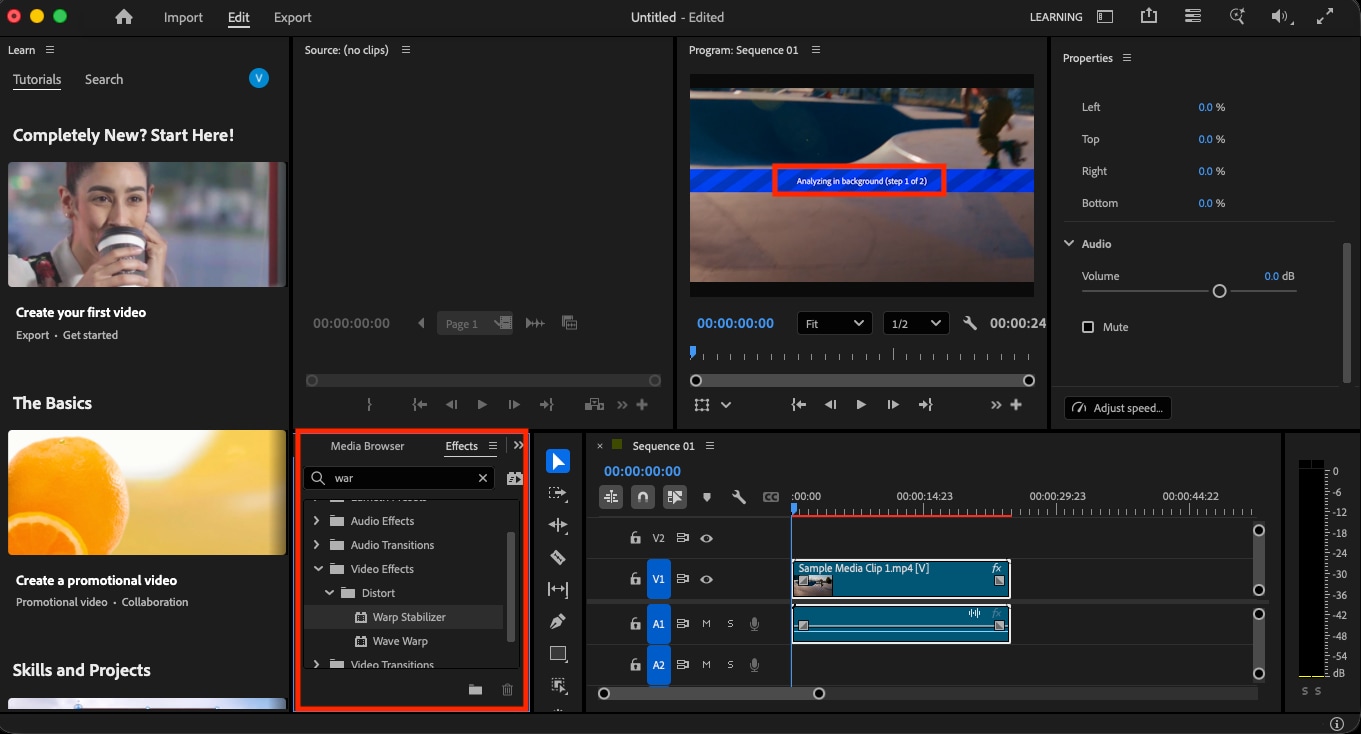 어도비 프리미어 프로 warp stabilizer analyzing