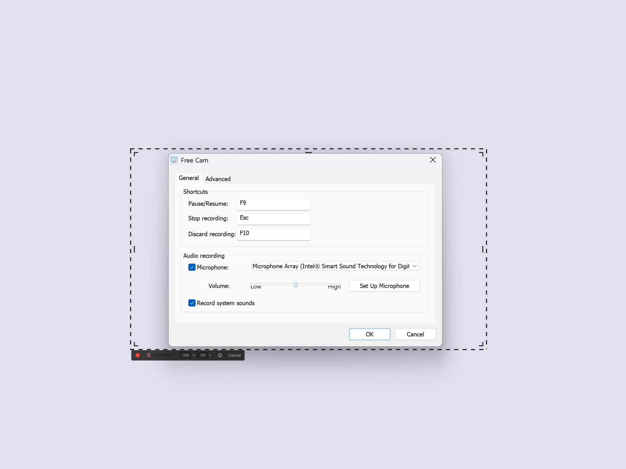 free cam settings