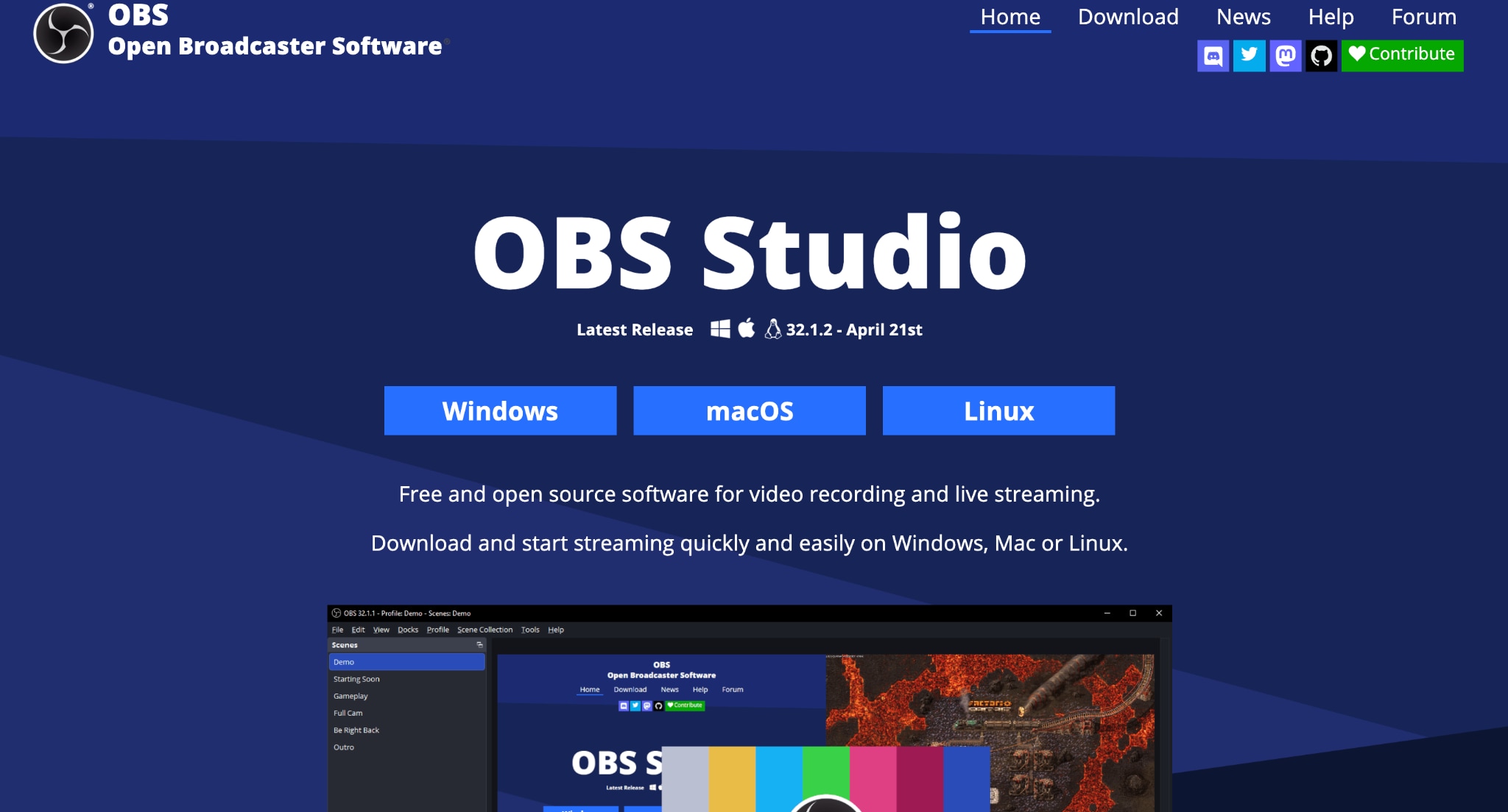 obs studio homepage