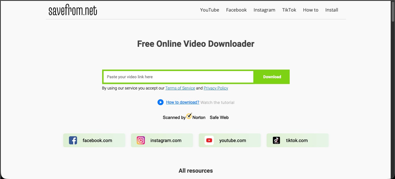 savefromnet homepage