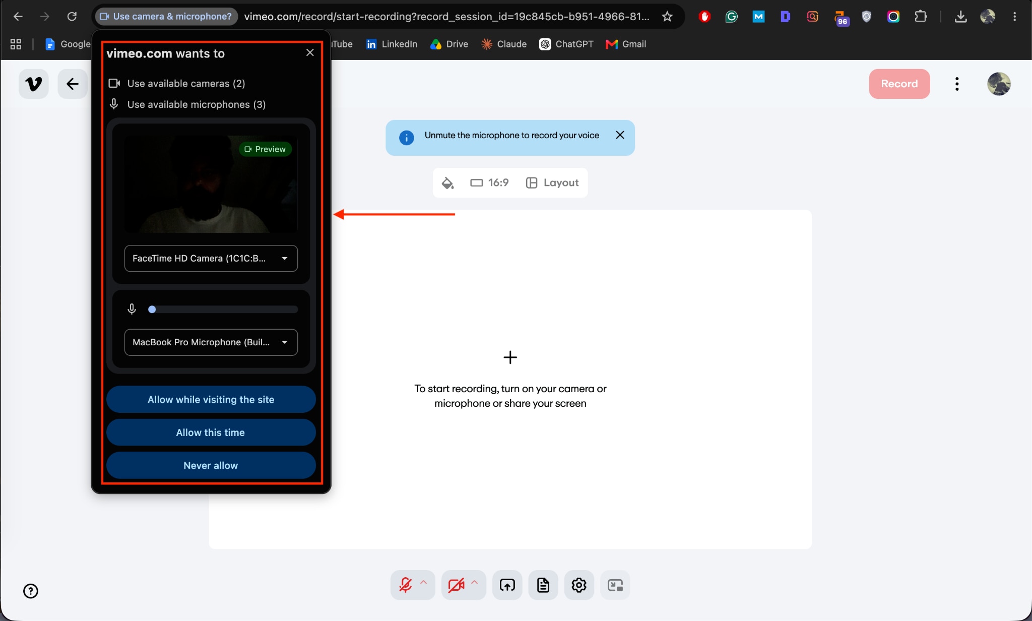 vimeo allow access