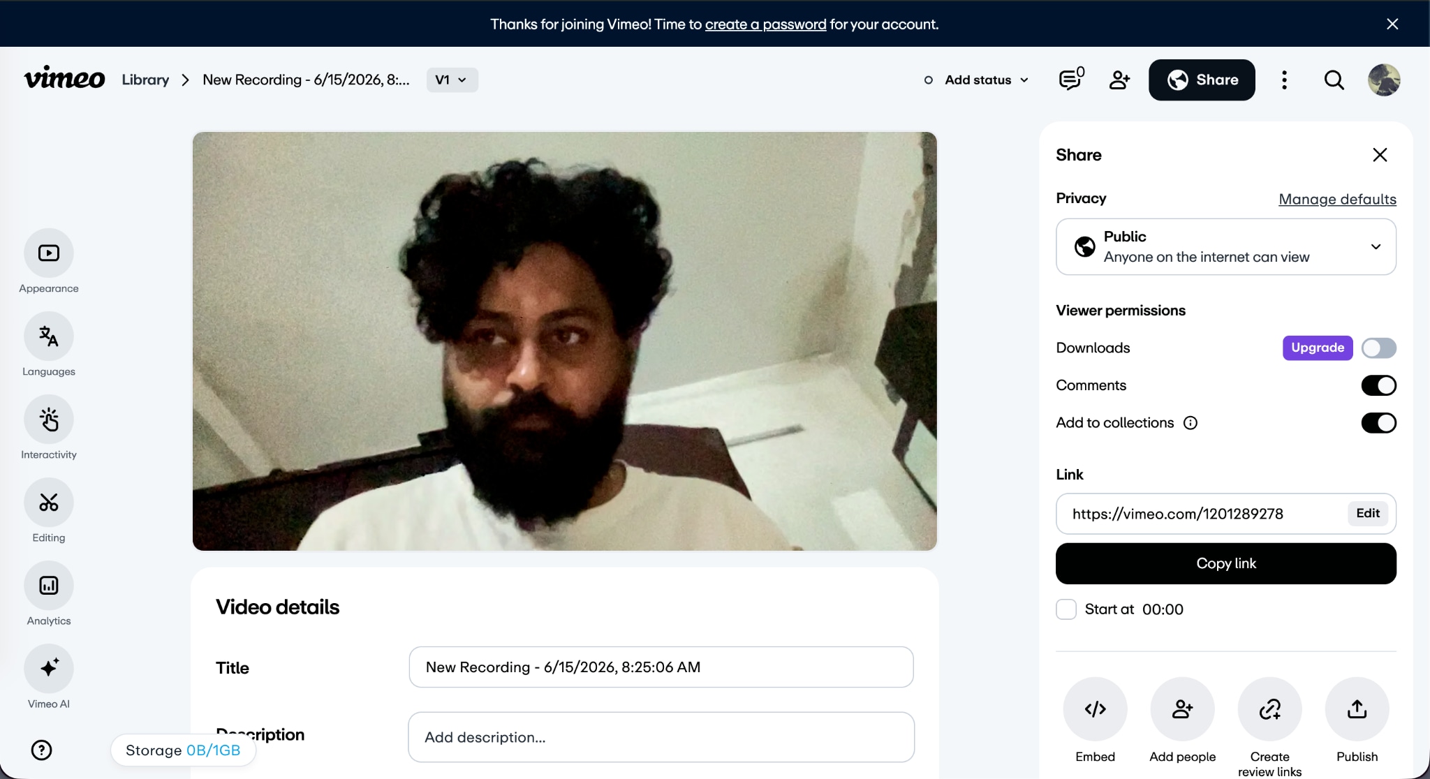 vimeo share