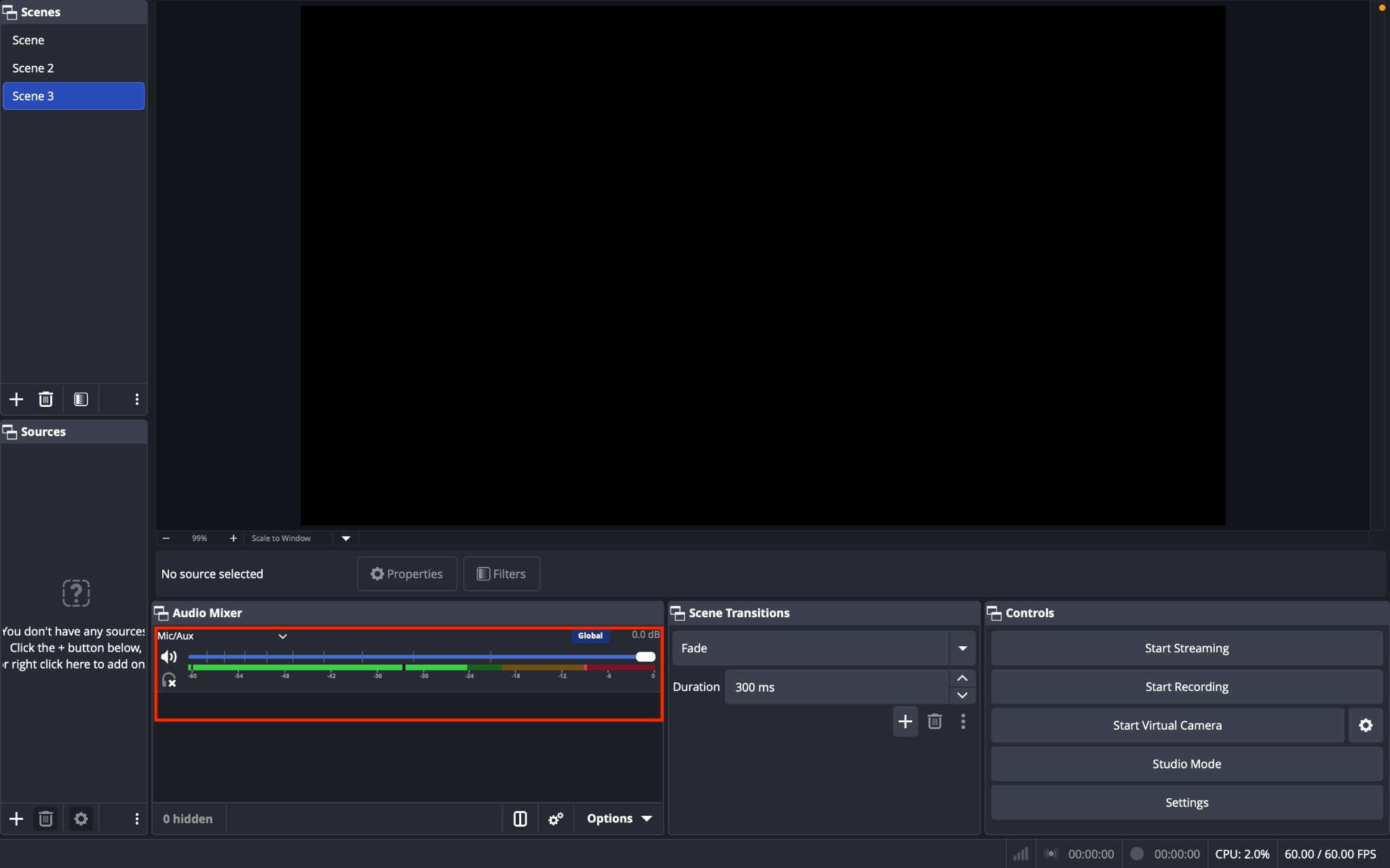 obs studio screen recorder audio capture audio mixer