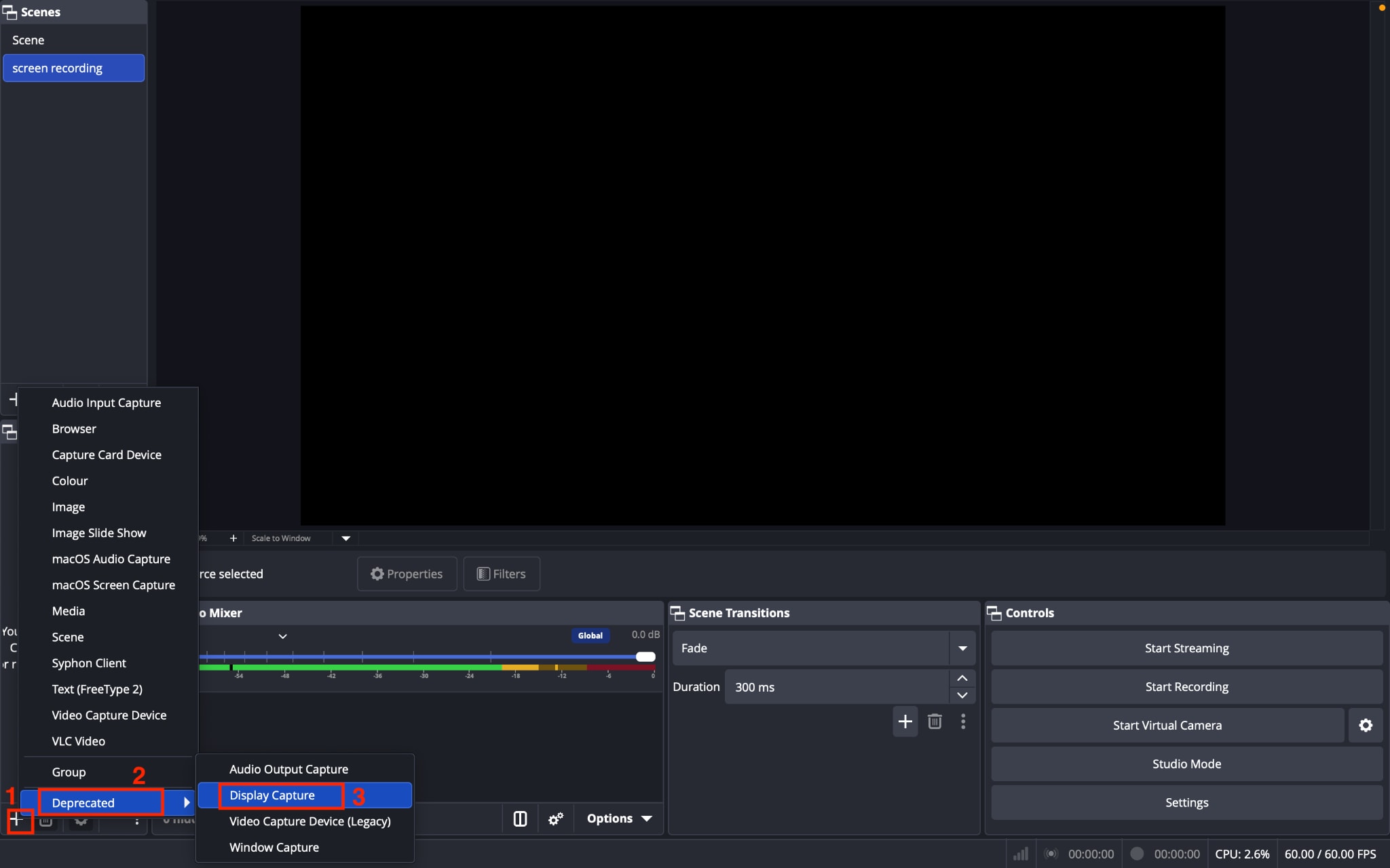 obs studio screen recorder pc display capture