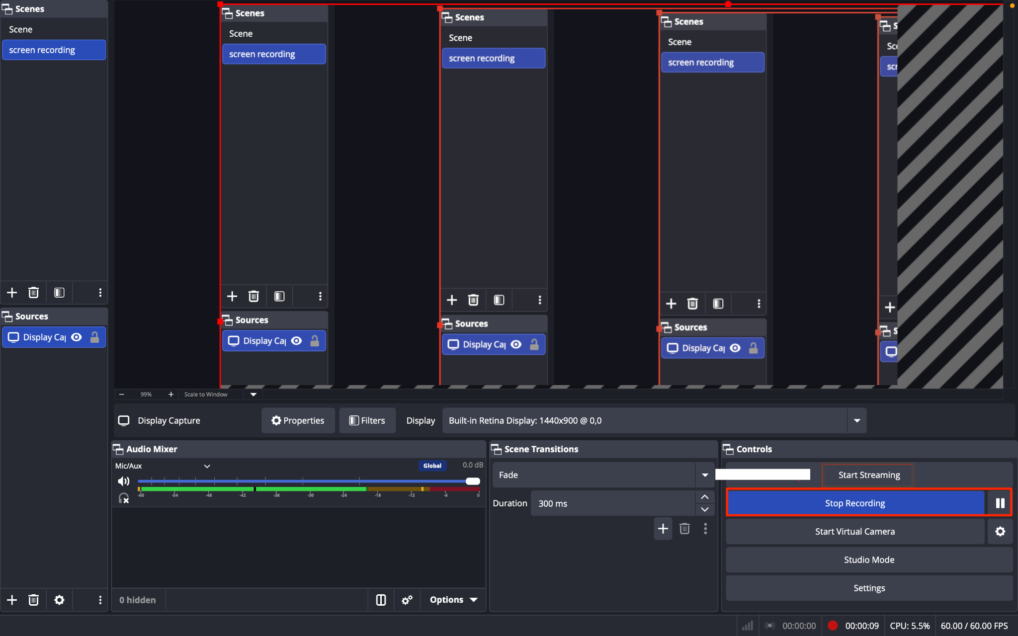 obs studio screen recorder pc start recording