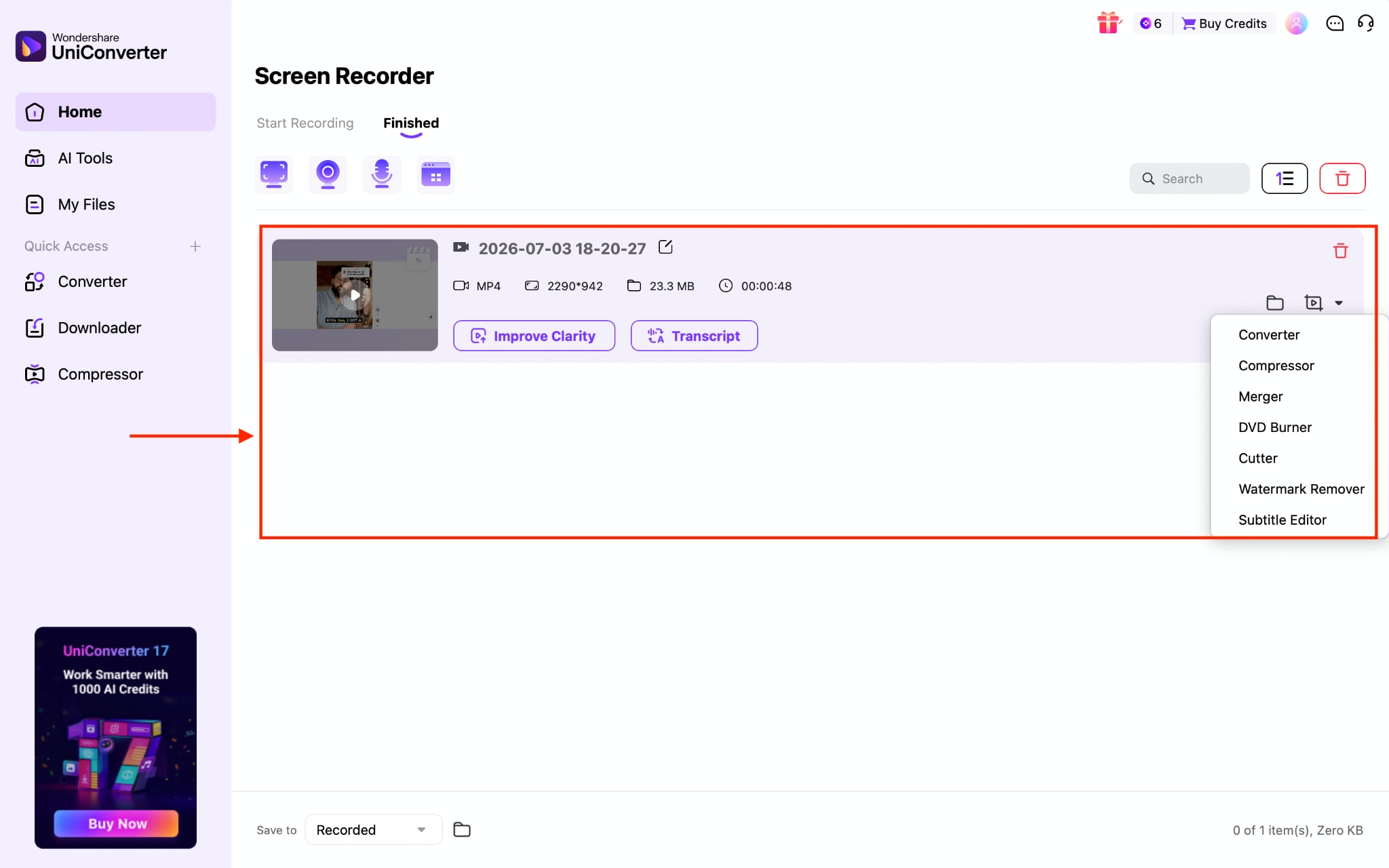 wondershare uniconverter edit screen recording