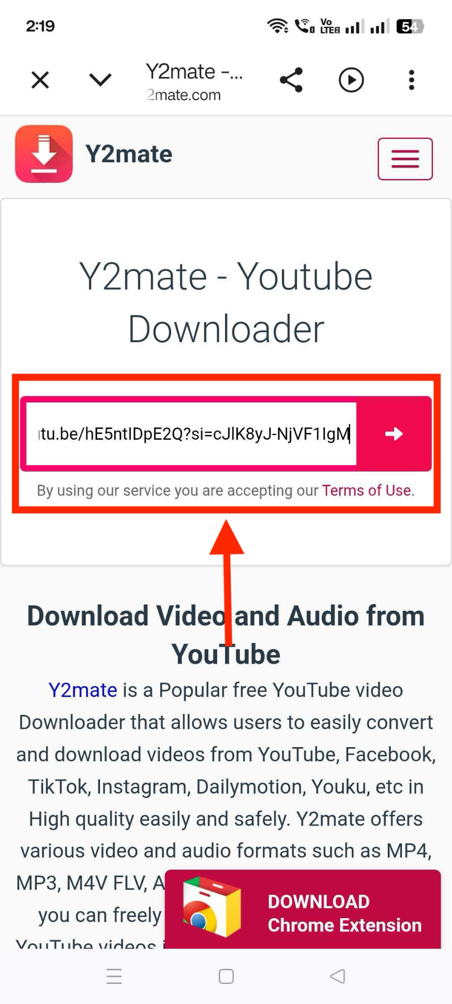 y2mate youtube mp3 download android paste link