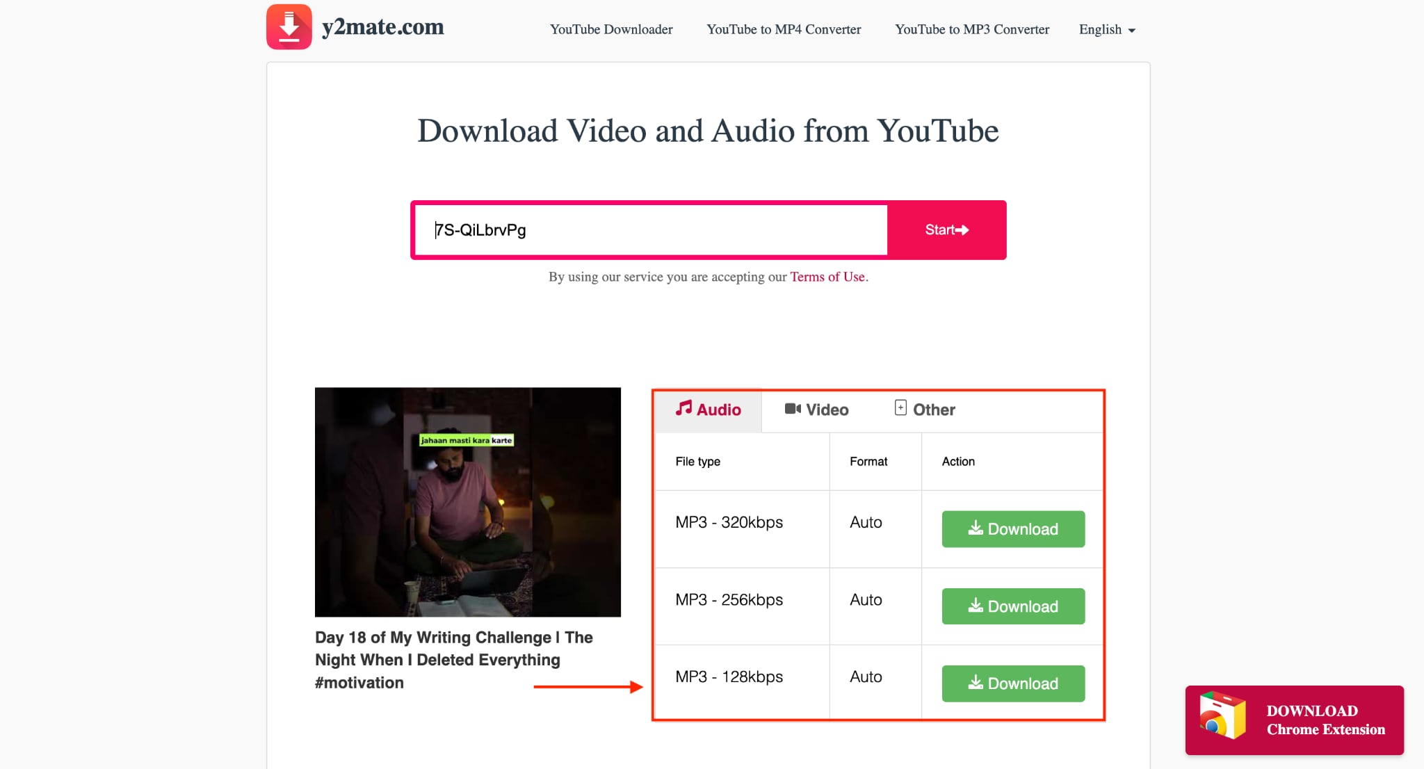 y2mate youtube mp3 download choose mp3