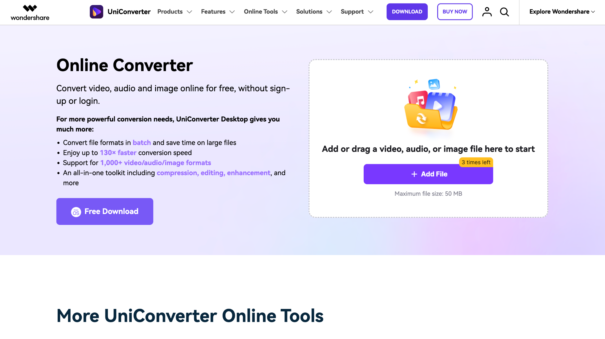 wondershare uniconverter homepage