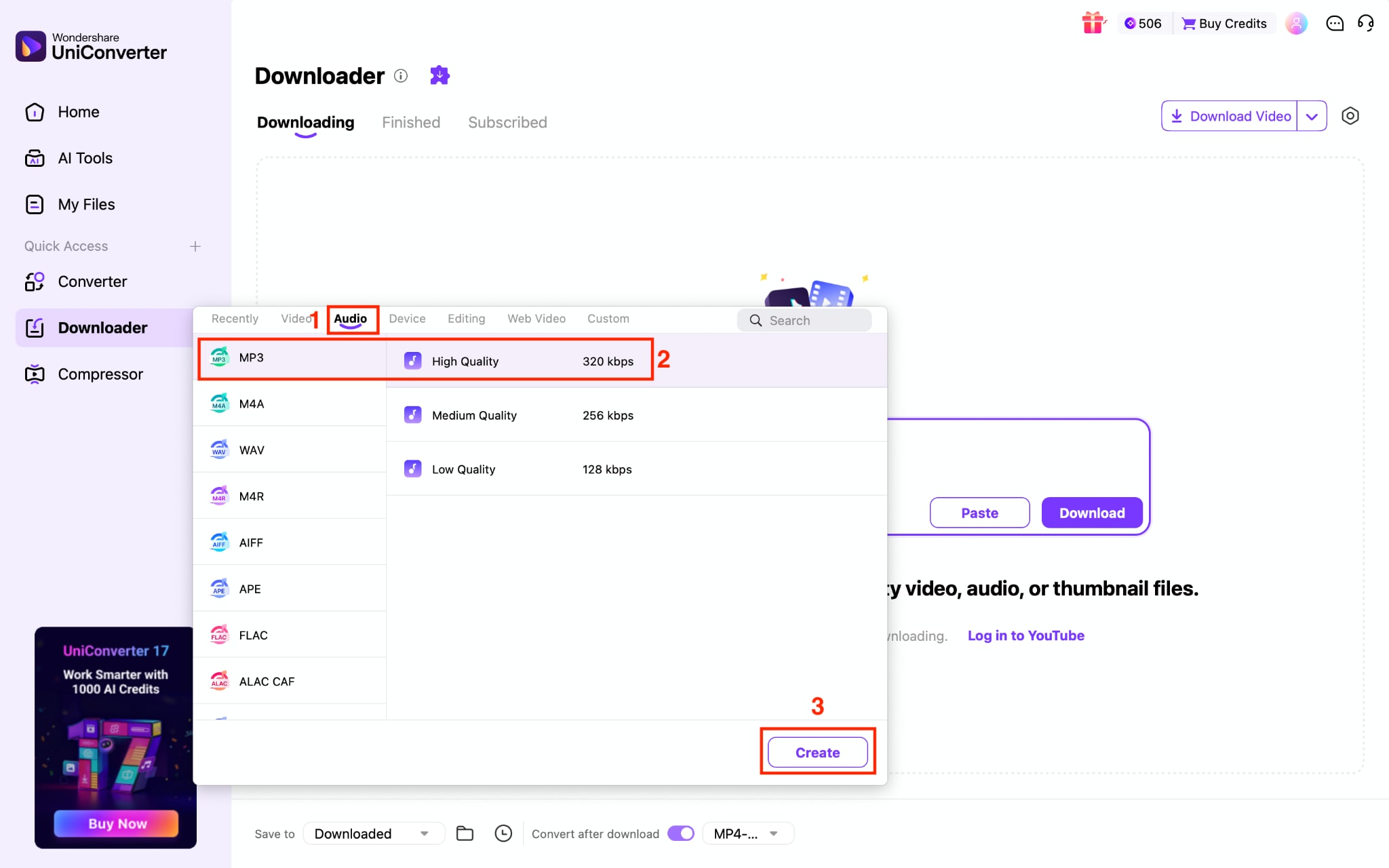 wondershare uniconverter choose format