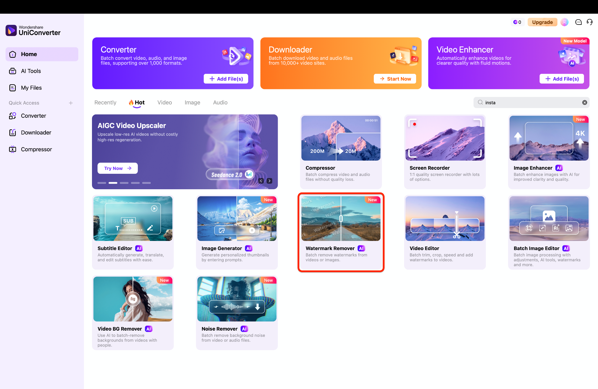 access the watermark remover and input the video