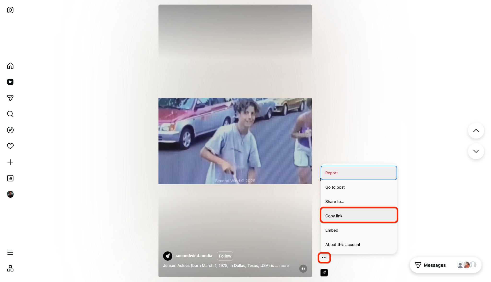 copy the url of ig reel