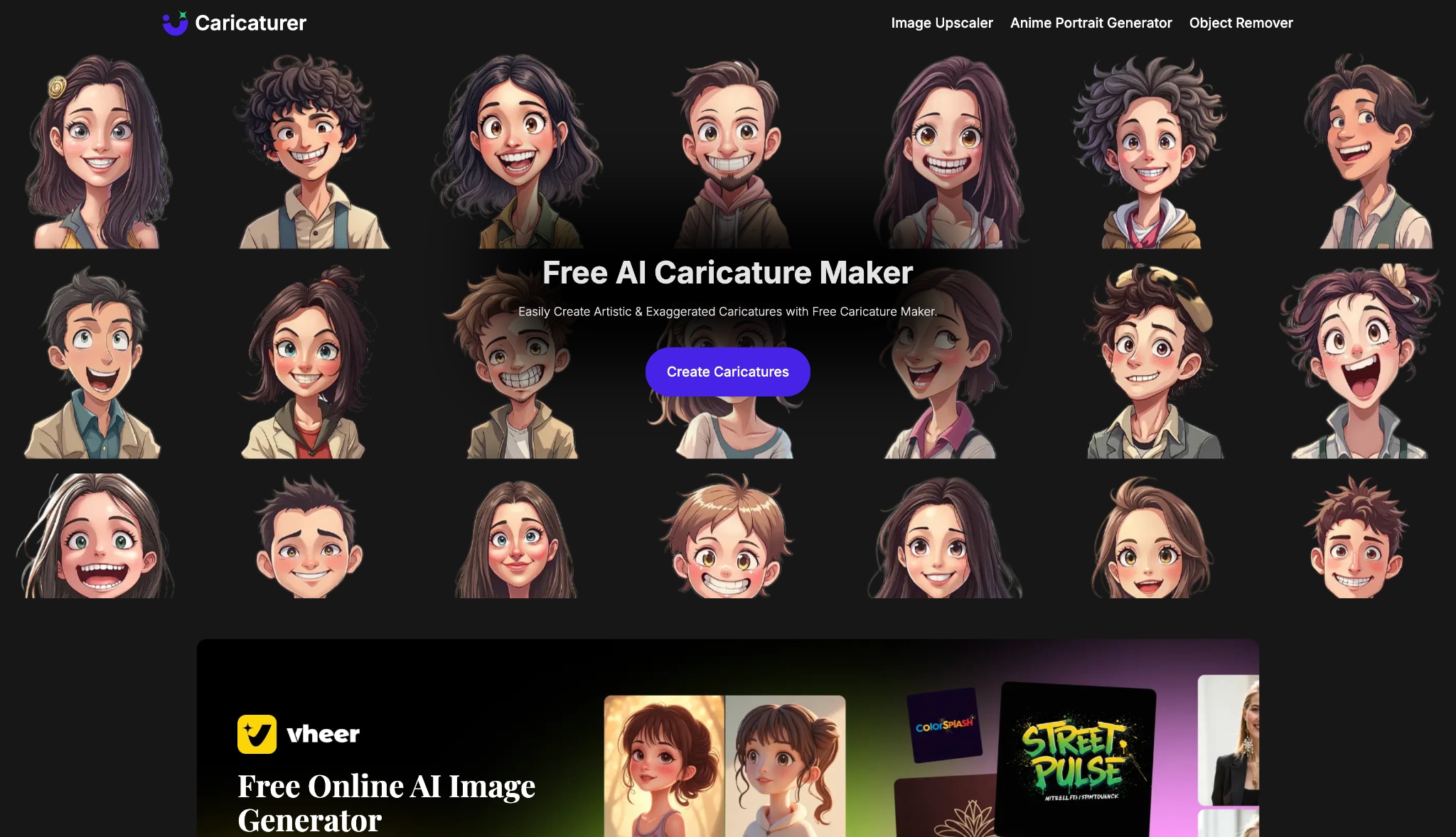 caricature.io homepage