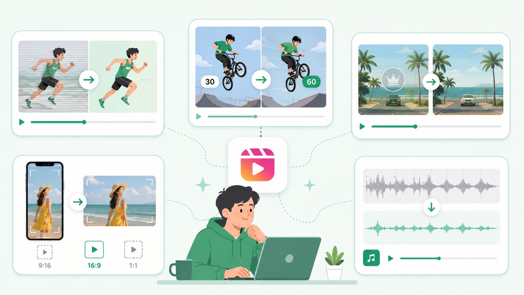 enhance downloaded instagram video clips