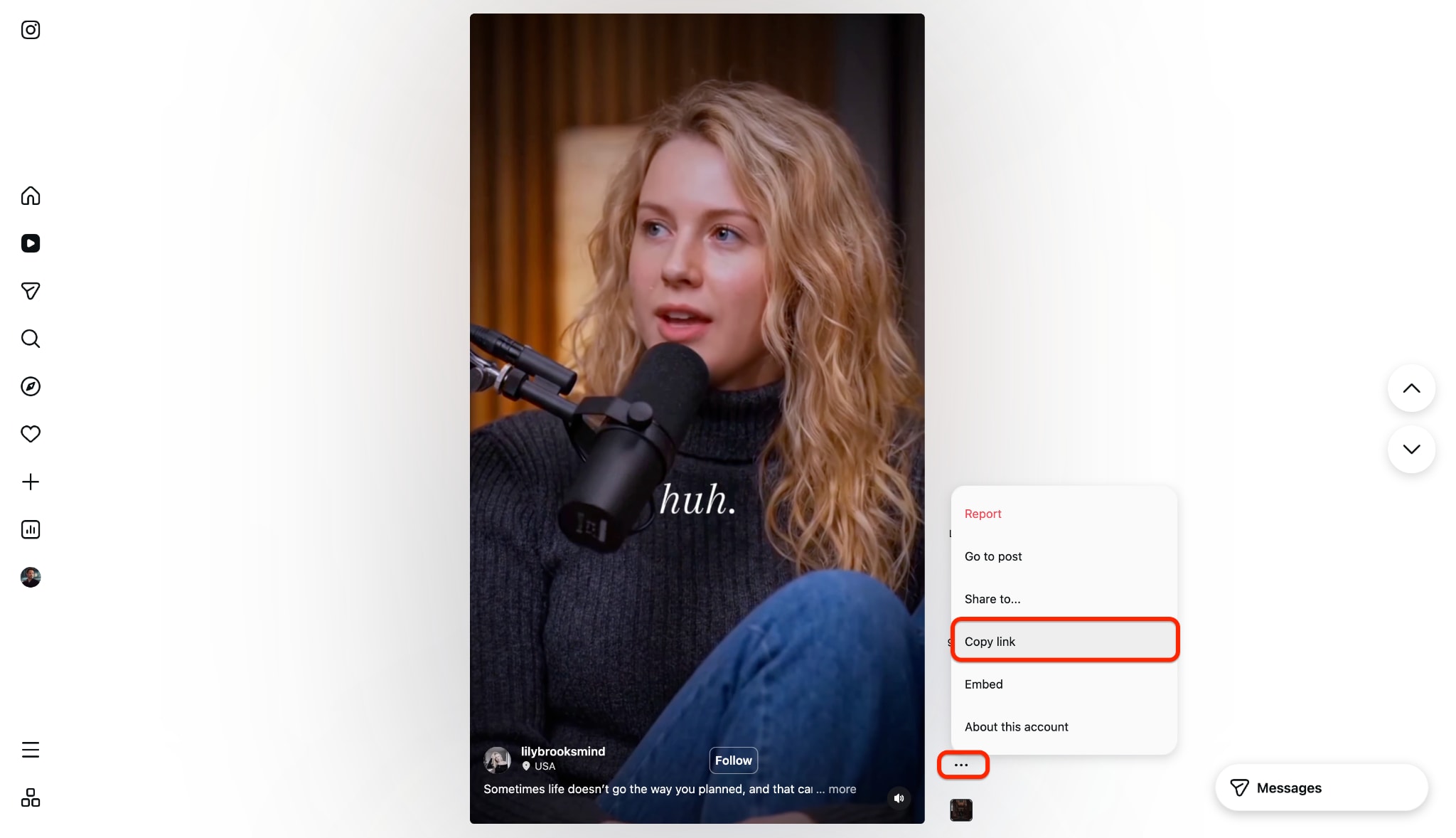 copy the link of ig reel you want to save