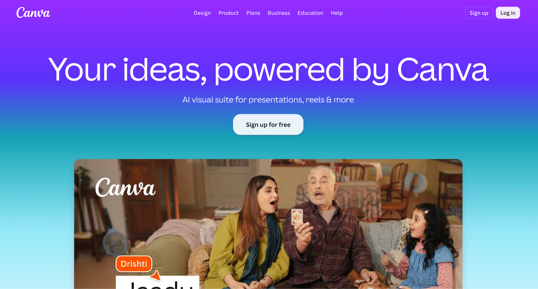 canva homepage