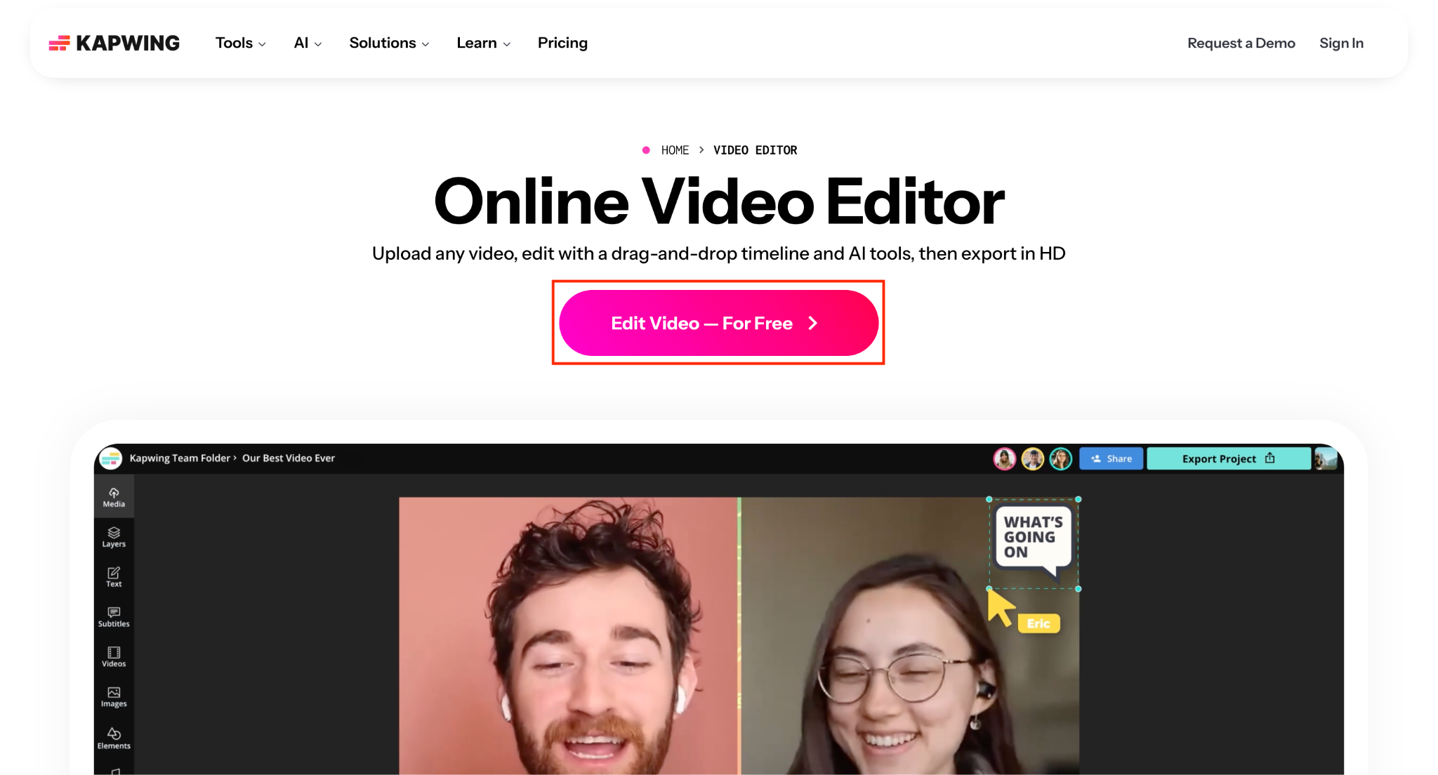 kapwing edit video for free