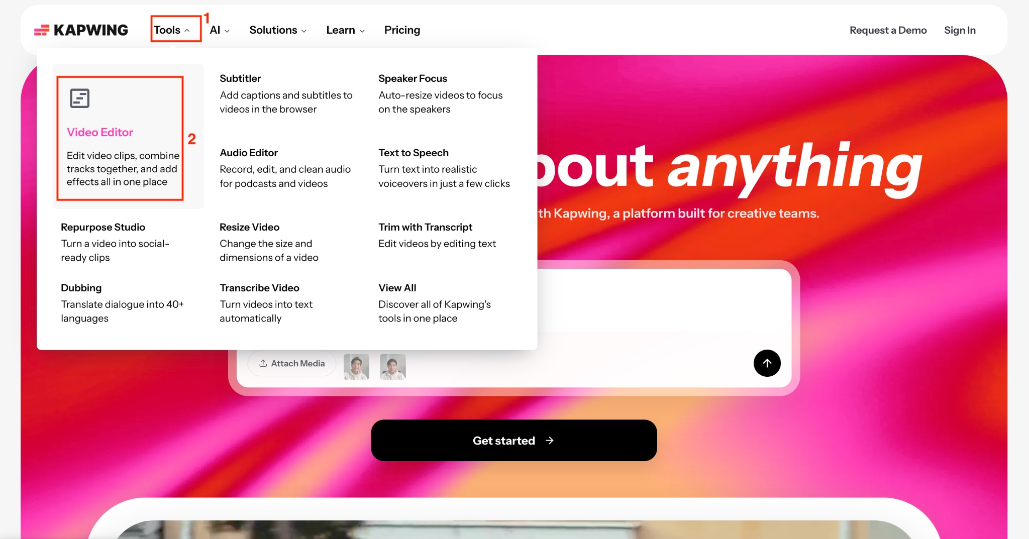 kapwing video editor