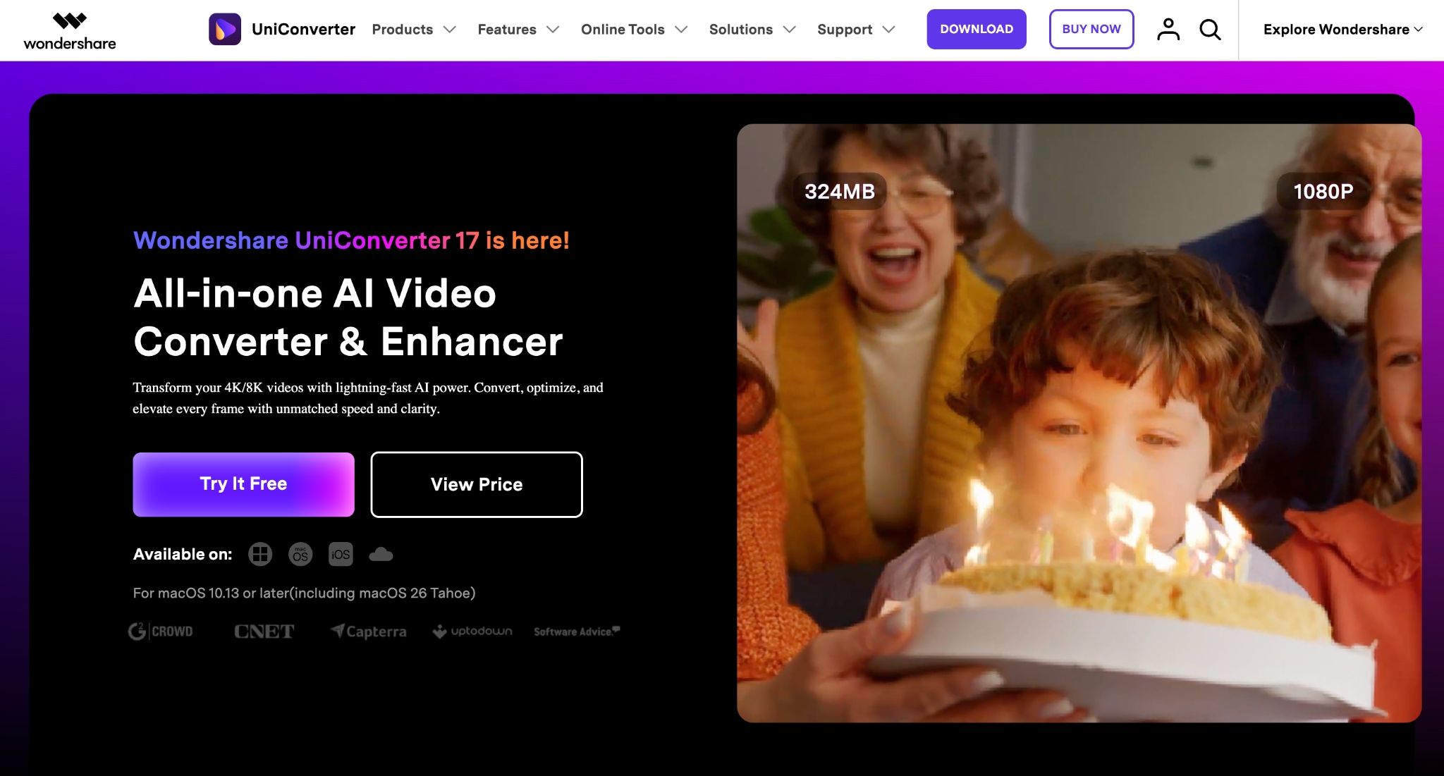 wondershare uniconverter homepage