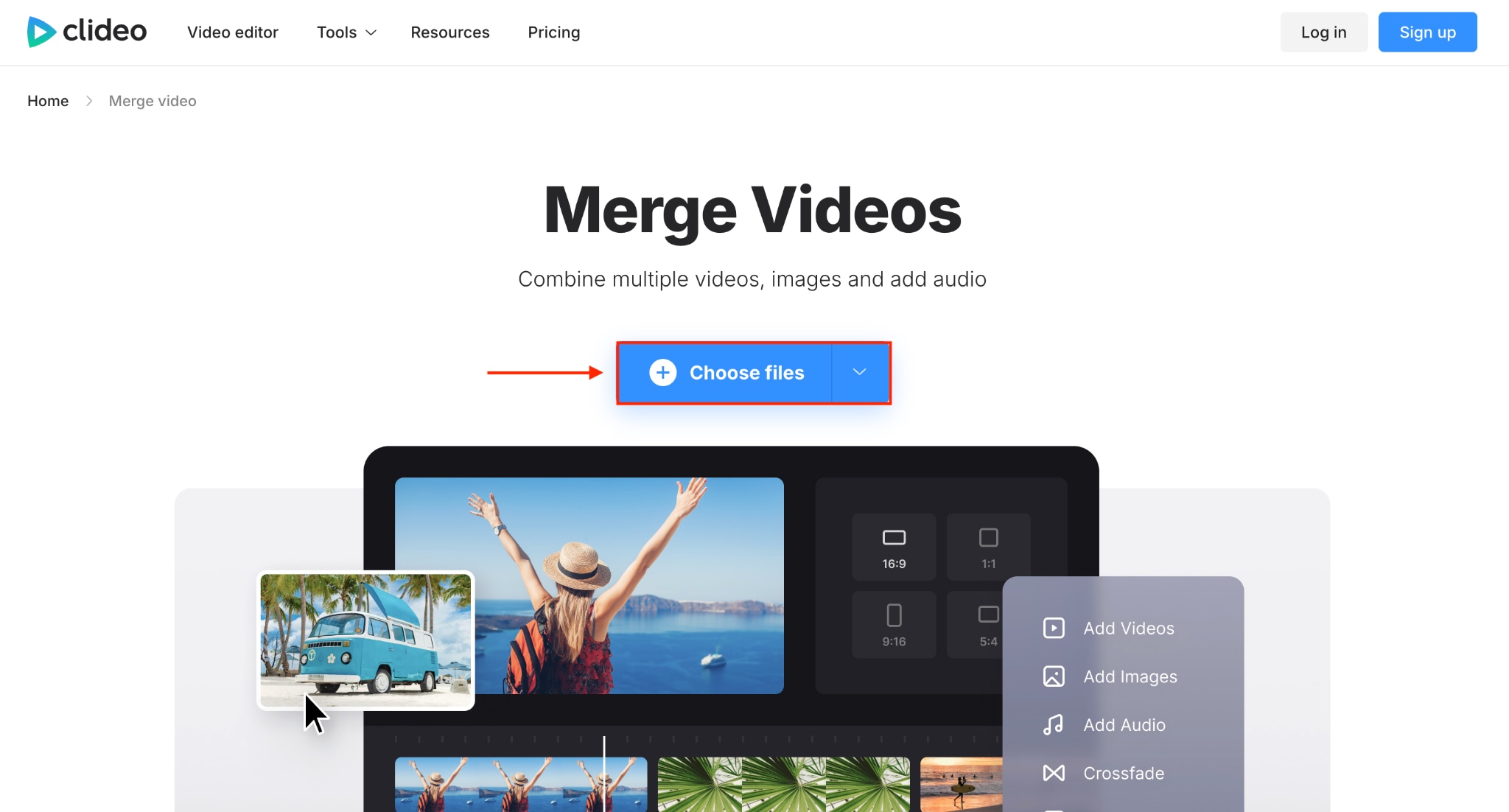 clideo choose file