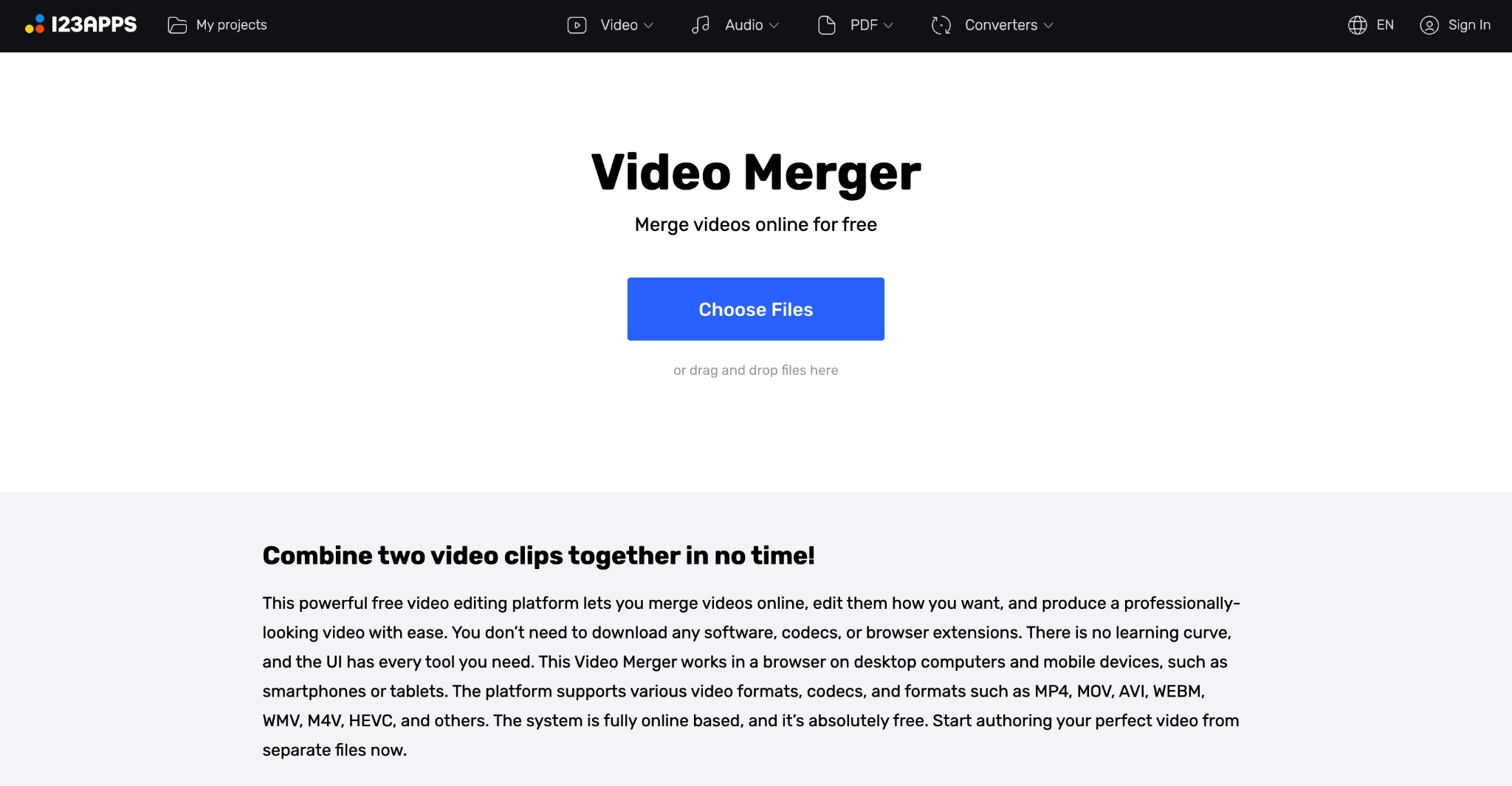 online video cutter homepage