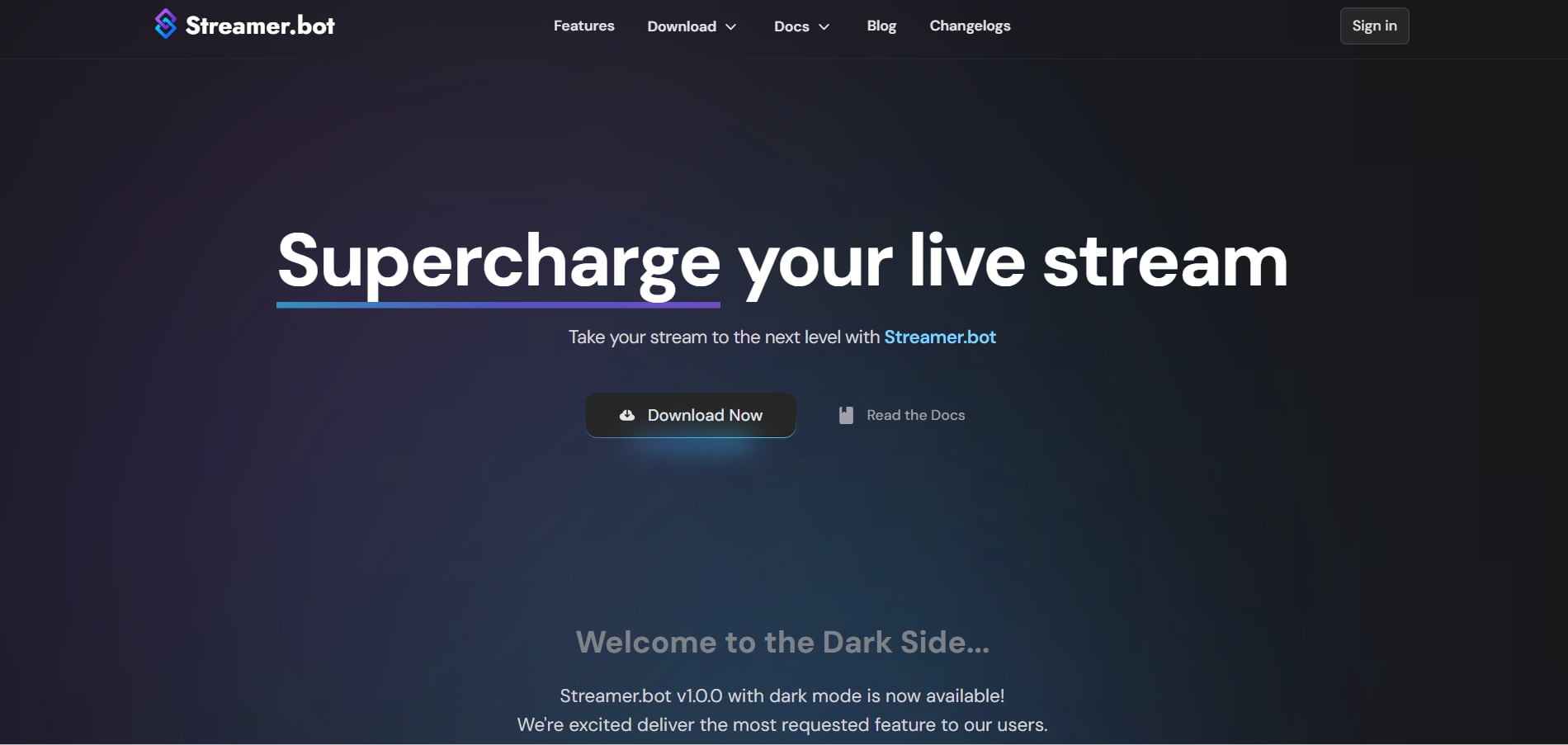streamer bot homepage