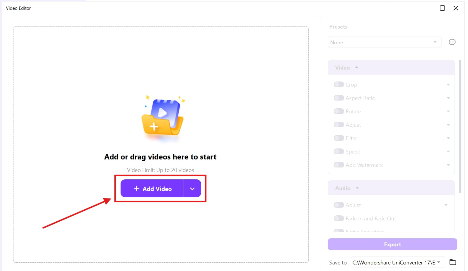 wondershare uniconverter add files